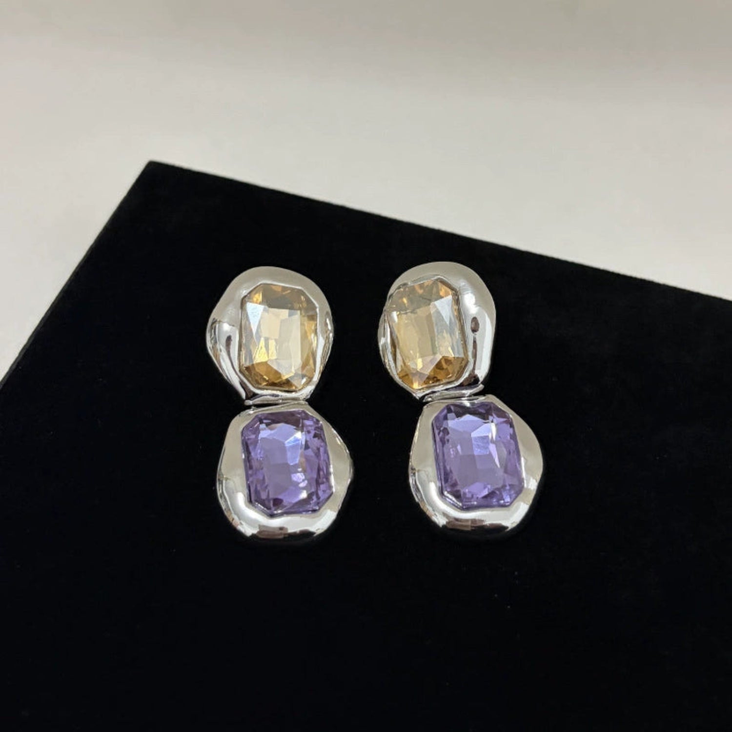 Champagne and Lavender Statement Earrings JLT13741