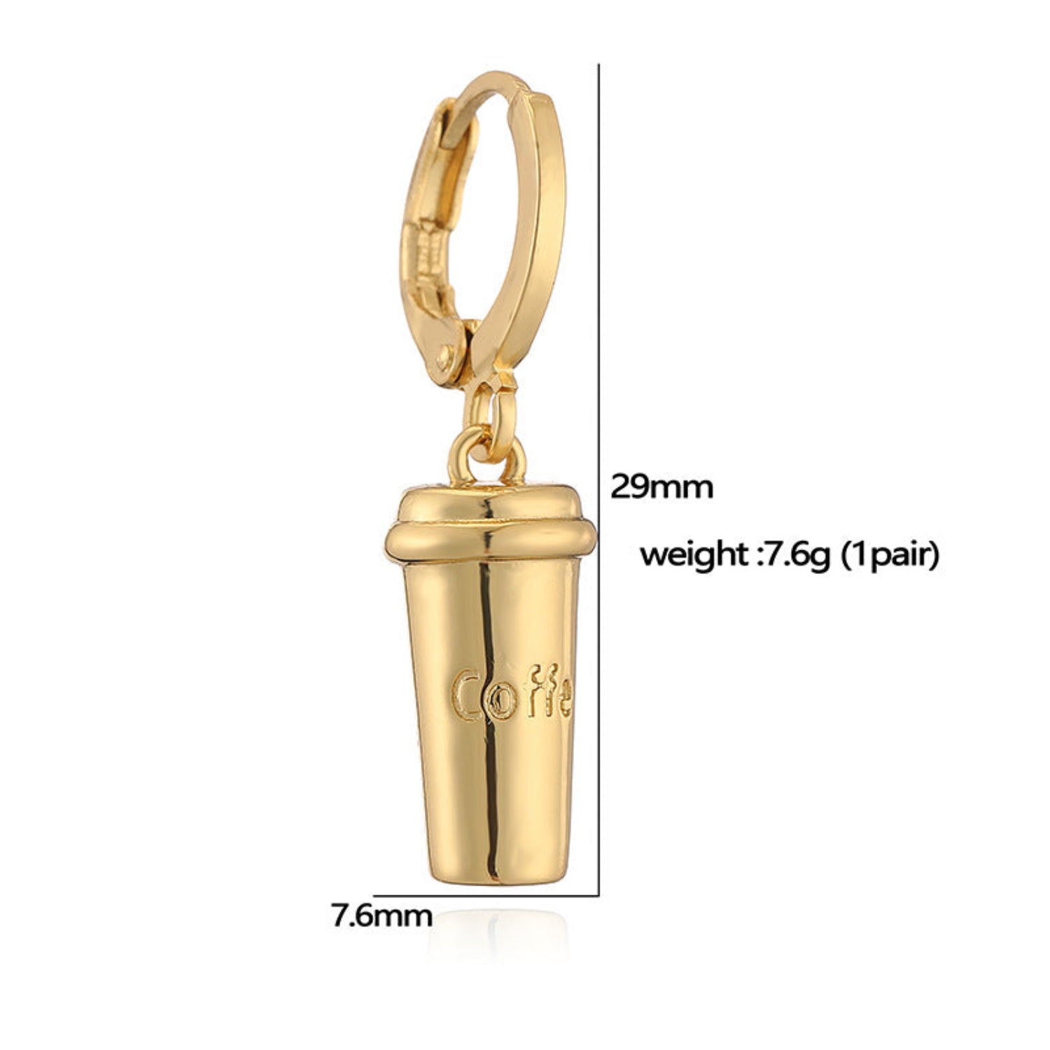 Golden Coffee Cup Drop Earrings JLT13744