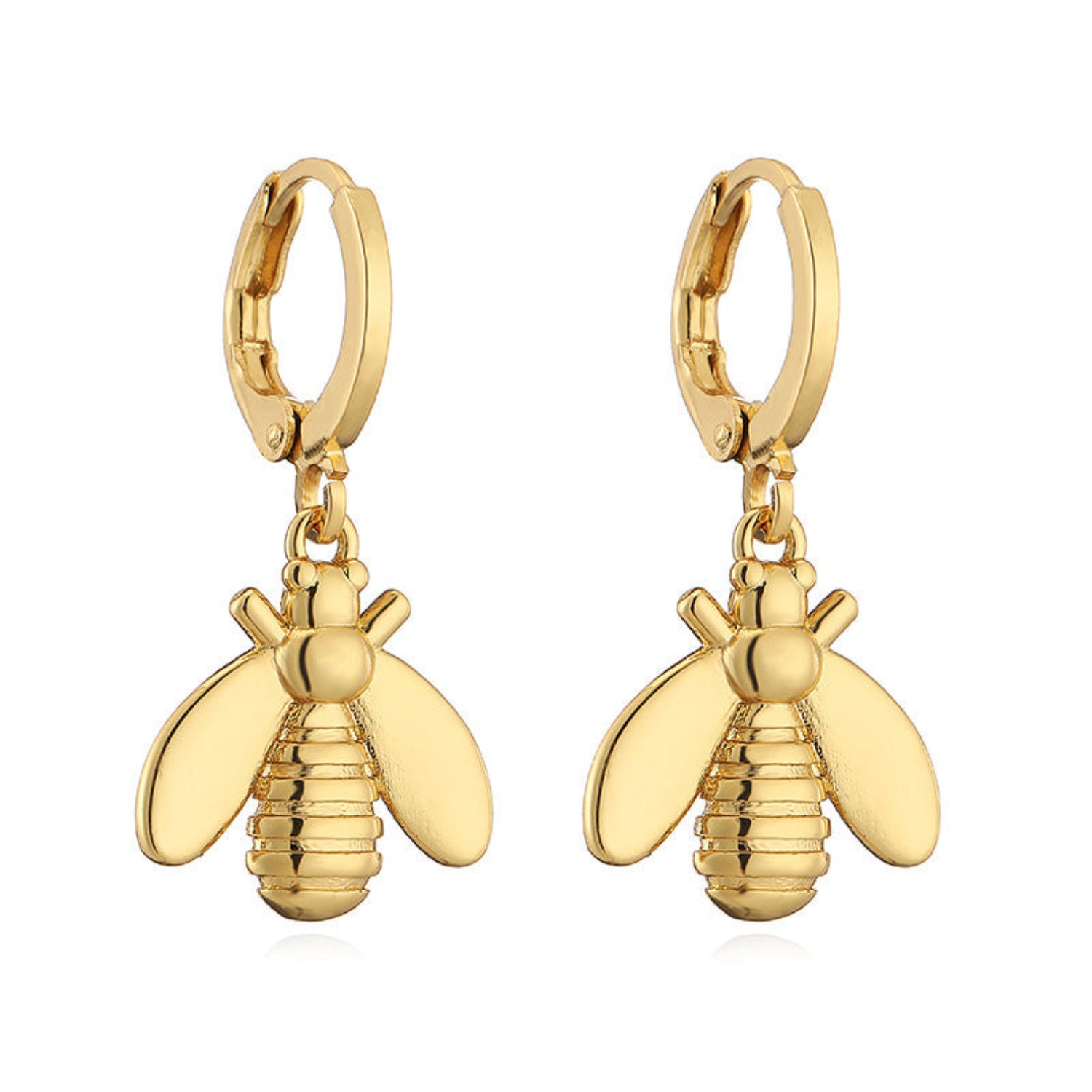 Golden Honeybee Dangle Hoop Earrings JLT13745