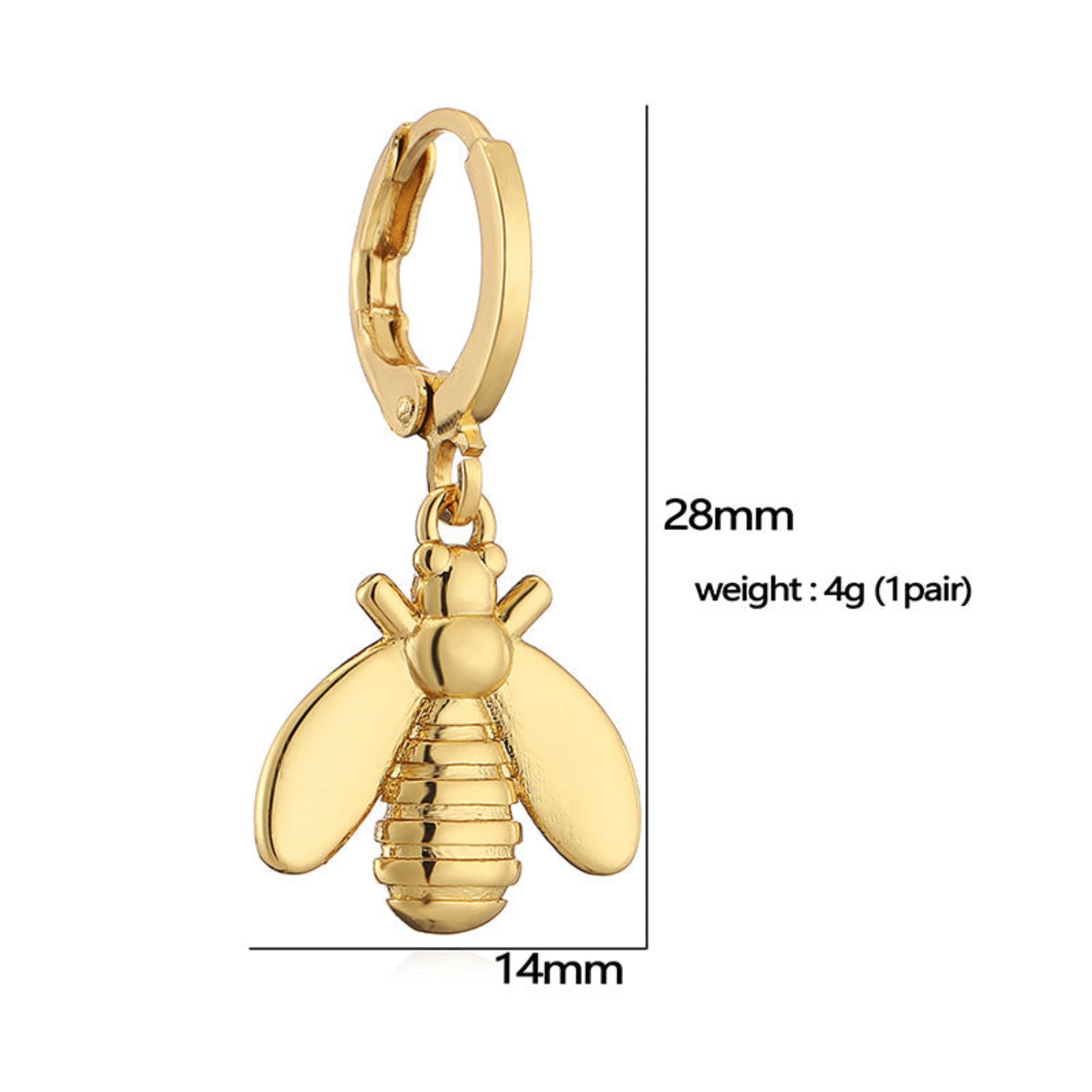 Golden Honeybee Dangle Hoop Earrings JLT13745