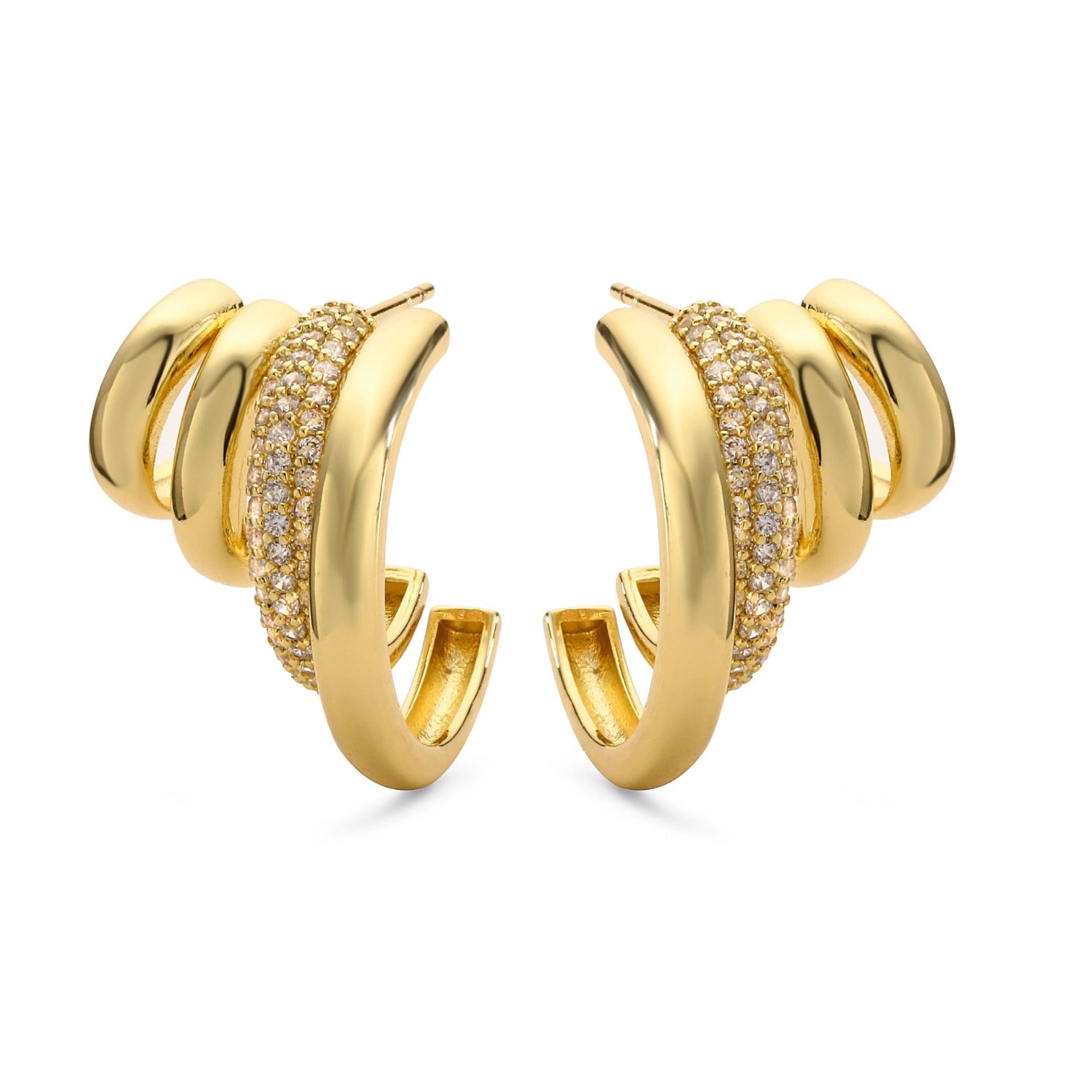 Multi-Band Gold Sparkling C-Hoops JLT13747
