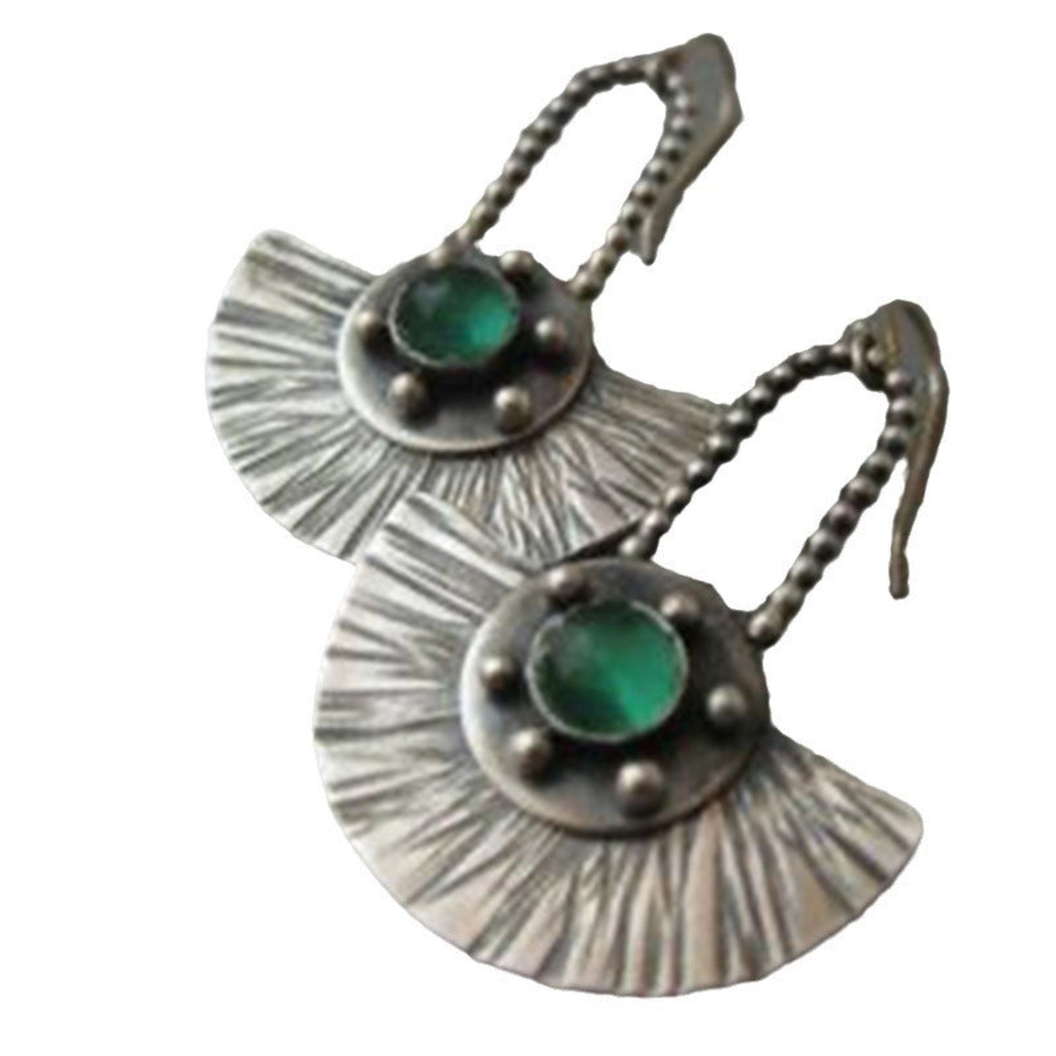 Silver Emerald Fan Drops JLT13750