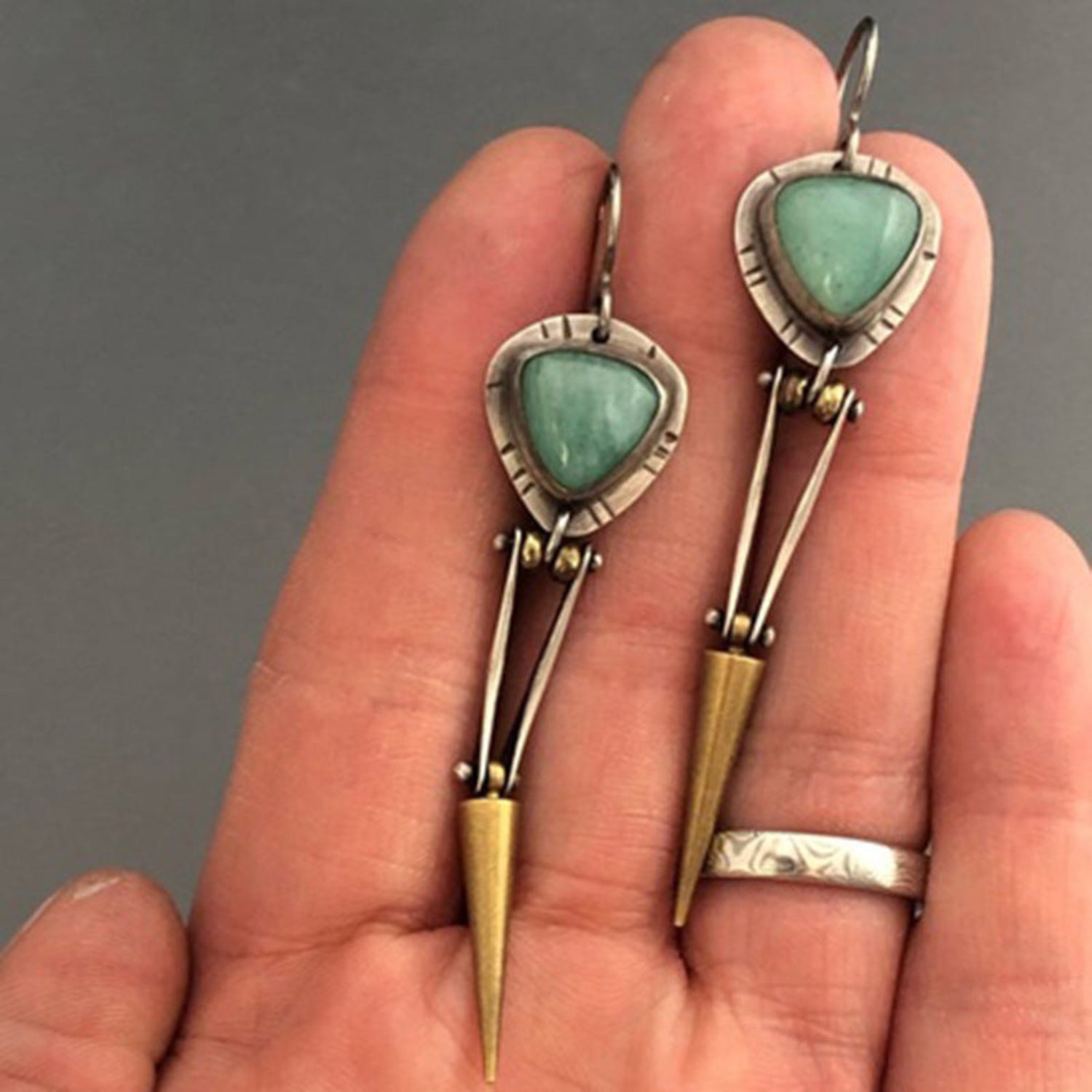 Turquoise Mixed Metal Spike Drops JLT13751