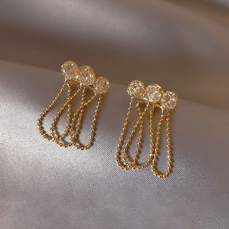 Gold Crystal Tassel Drop Earrings JLT13759