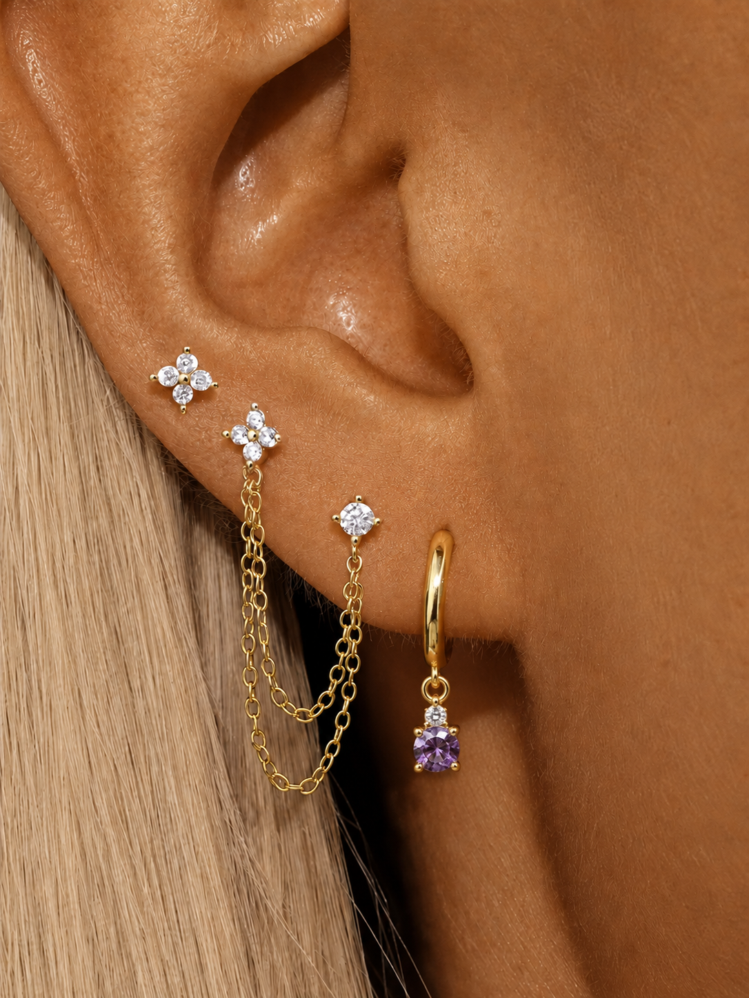 Gold Star Crystal Drop Earrings JLT13763
