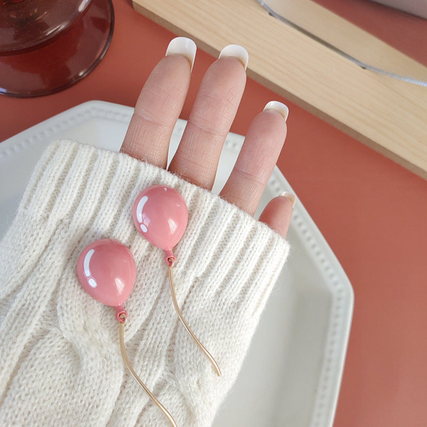 Pink Glossy Balloon Drop Earrings JLT13766