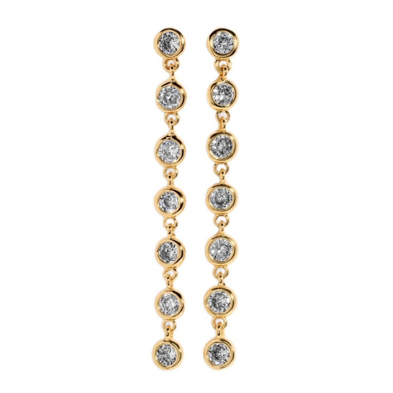 Gold Crystal Drop Chain Earrings JLT13768