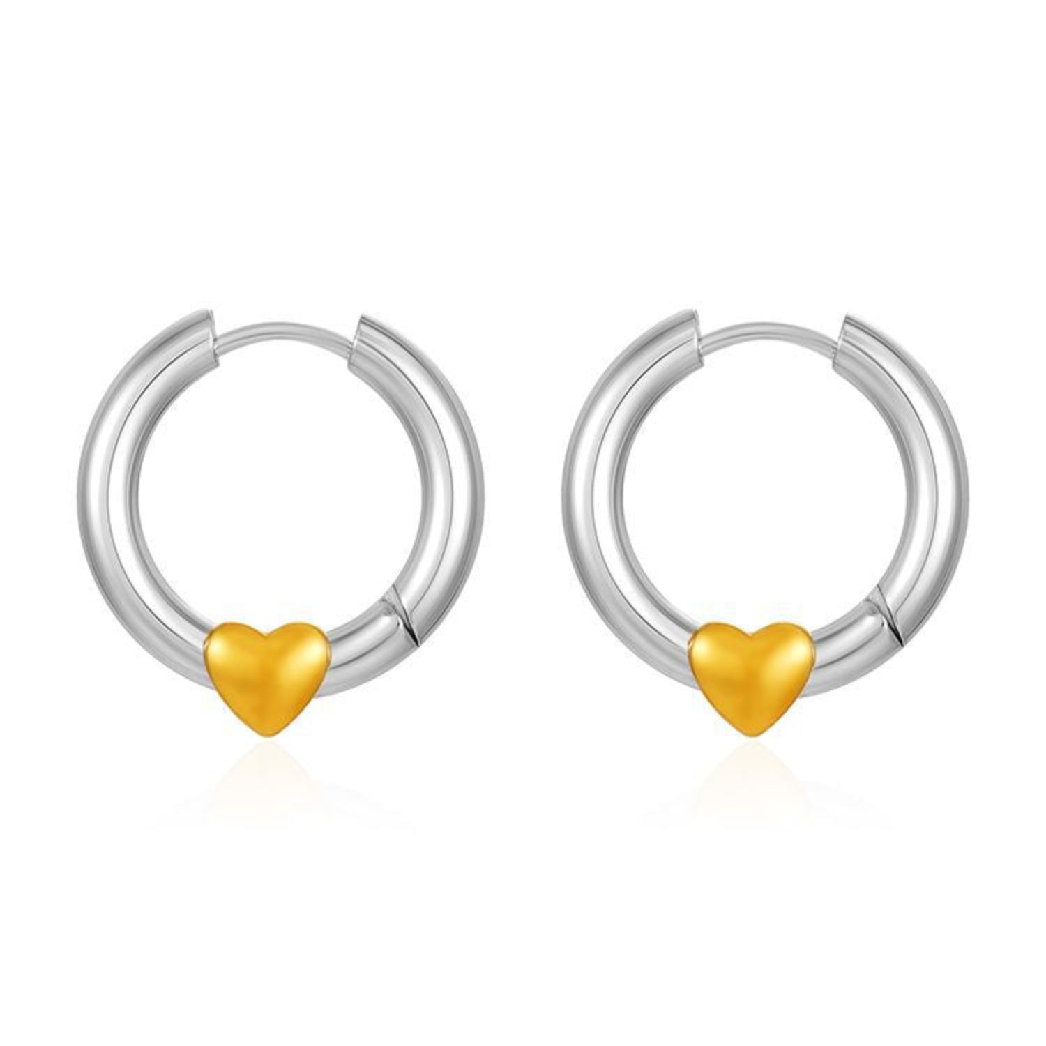 Silver Gold Heart Hoop Earrings JLT13769