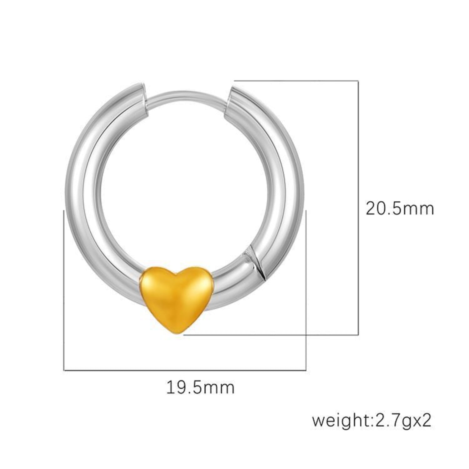Silver Gold Heart Hoop Earrings JLT13769