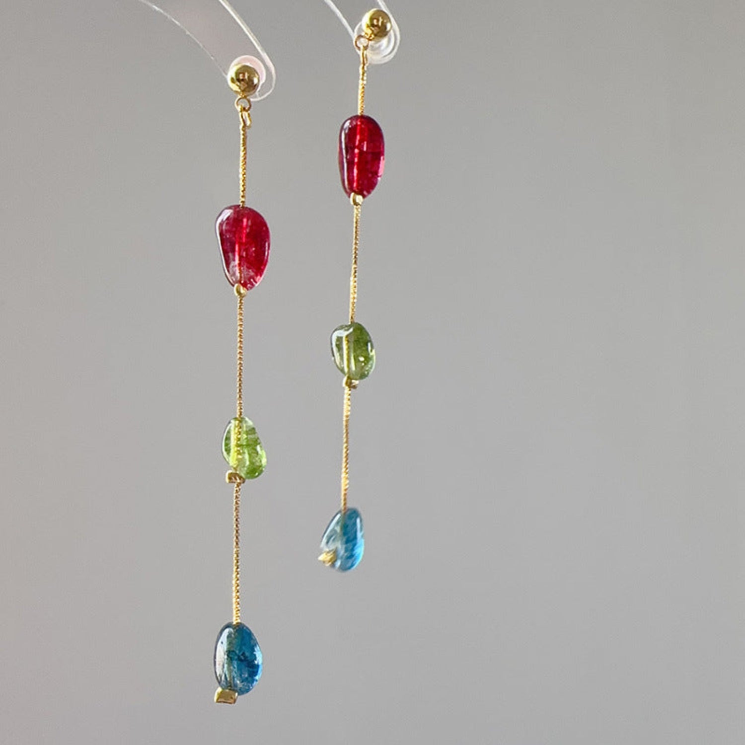 Multicolor Bead Gold Drop Earrings JLT13770