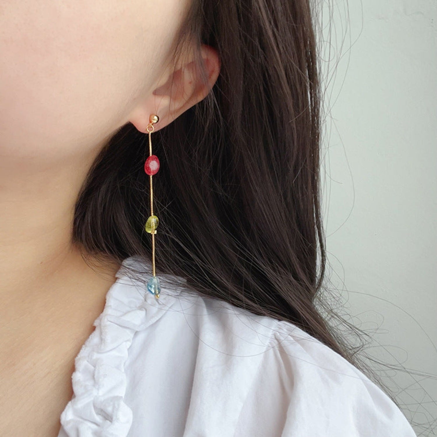 Multicolor Bead Gold Drop Earrings JLT13770