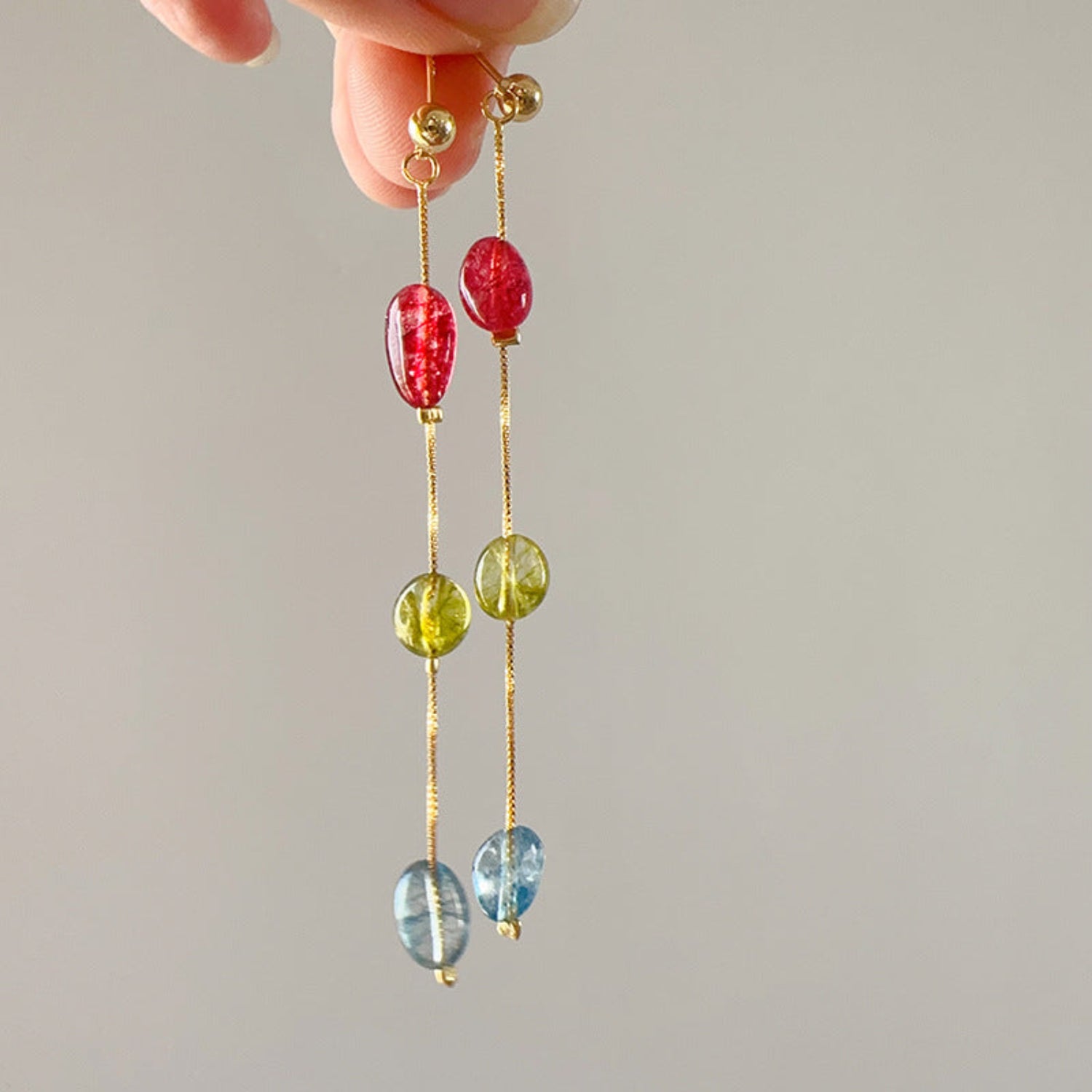 Multicolor Bead Gold Drop Earrings JLT13770