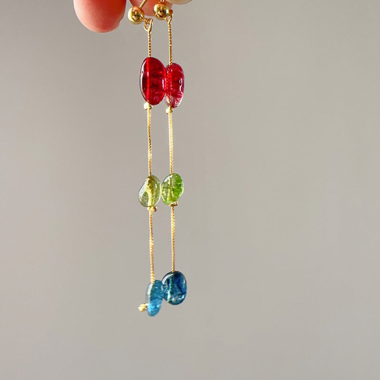 Multicolor Bead Gold Drop Earrings JLT13770