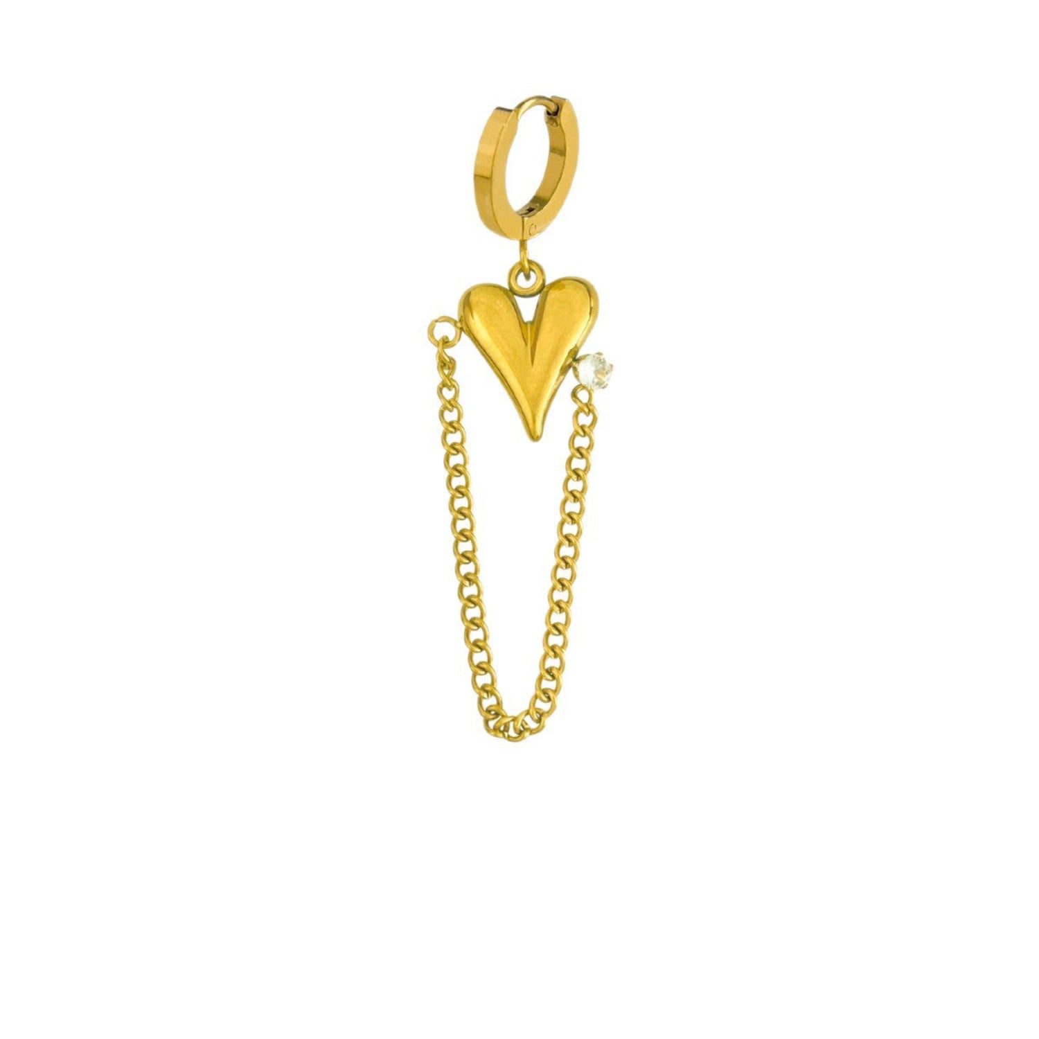 Gold Heart Chain Drop Earrings JLT13773