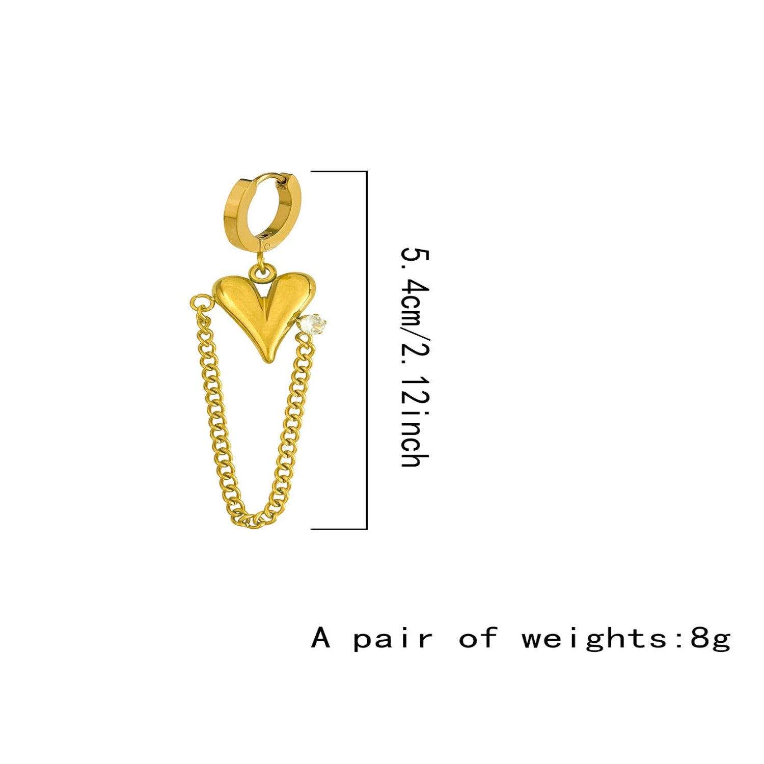 Gold Heart Chain Drop Earrings JLT13773
