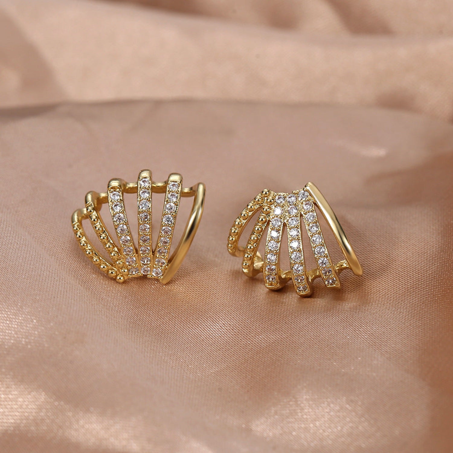 Gold Sparkling Multi-Arch Stud Earrings JLT13780