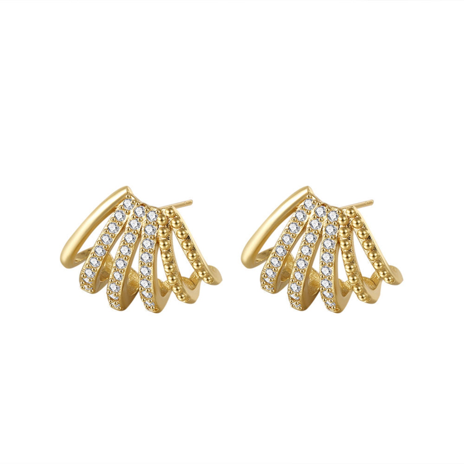 Gold Sparkling Multi-Arch Stud Earrings JLT13780