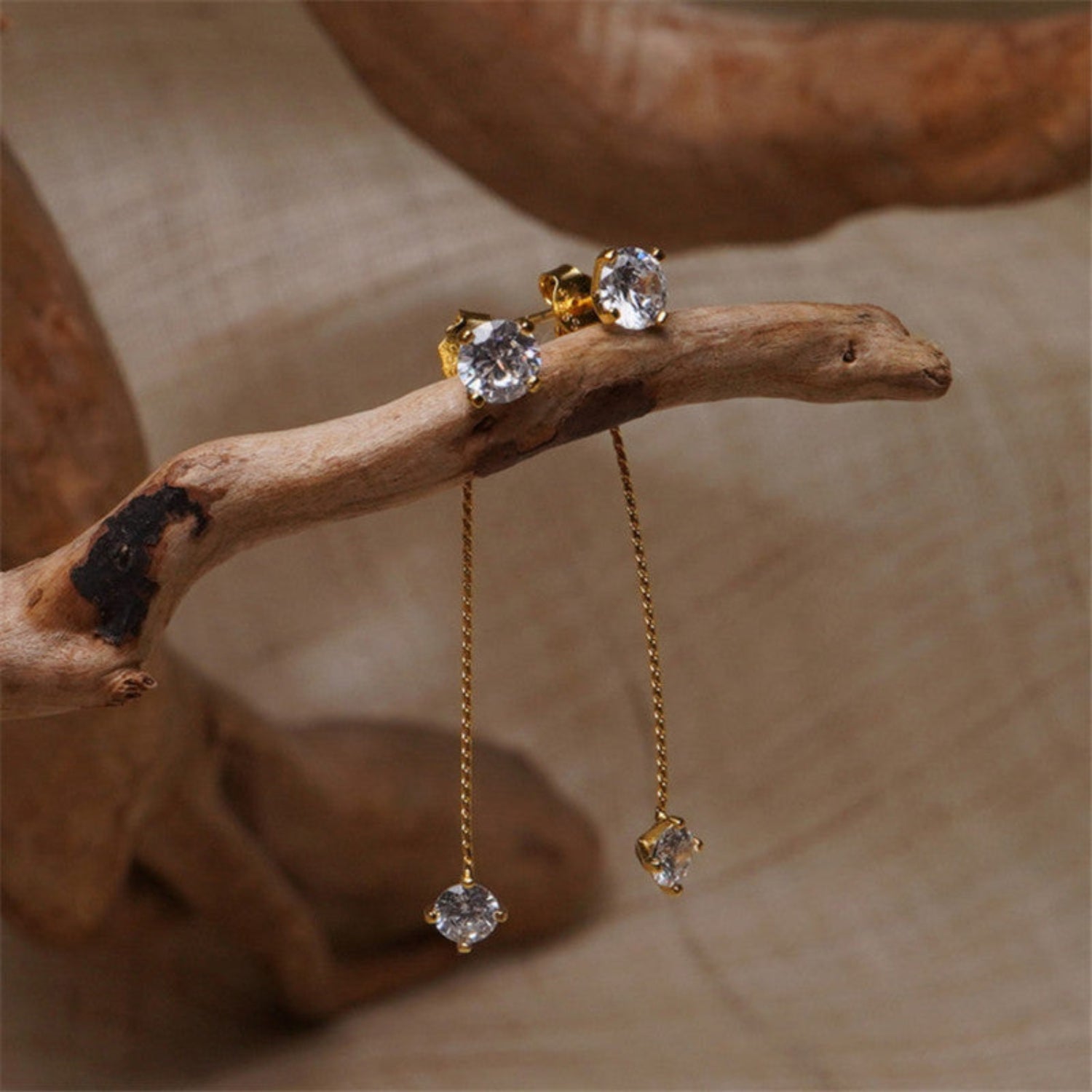 Gold Sparkling Crystal Drop Earrings JLT13782