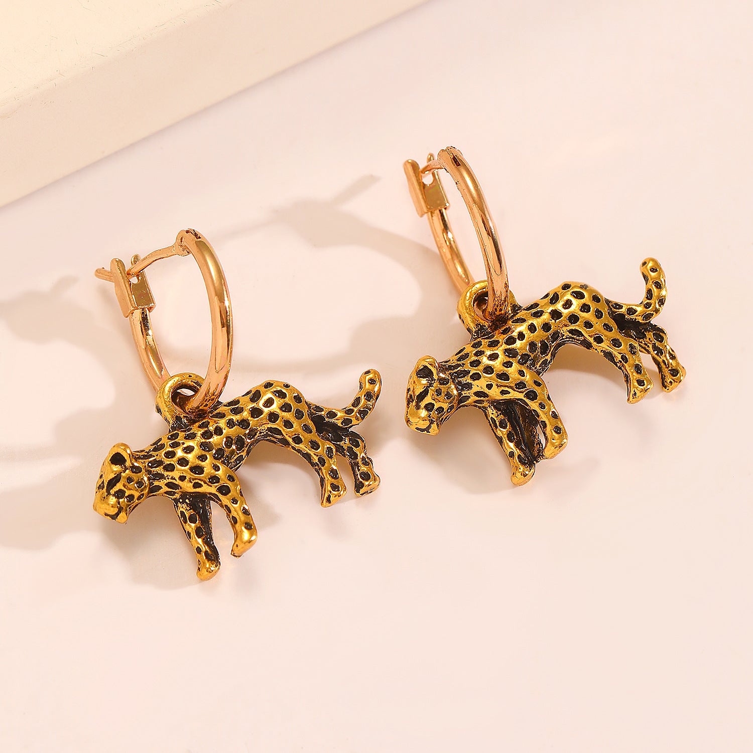Gold Spotted Leopard Hoop Earrings JLT13784