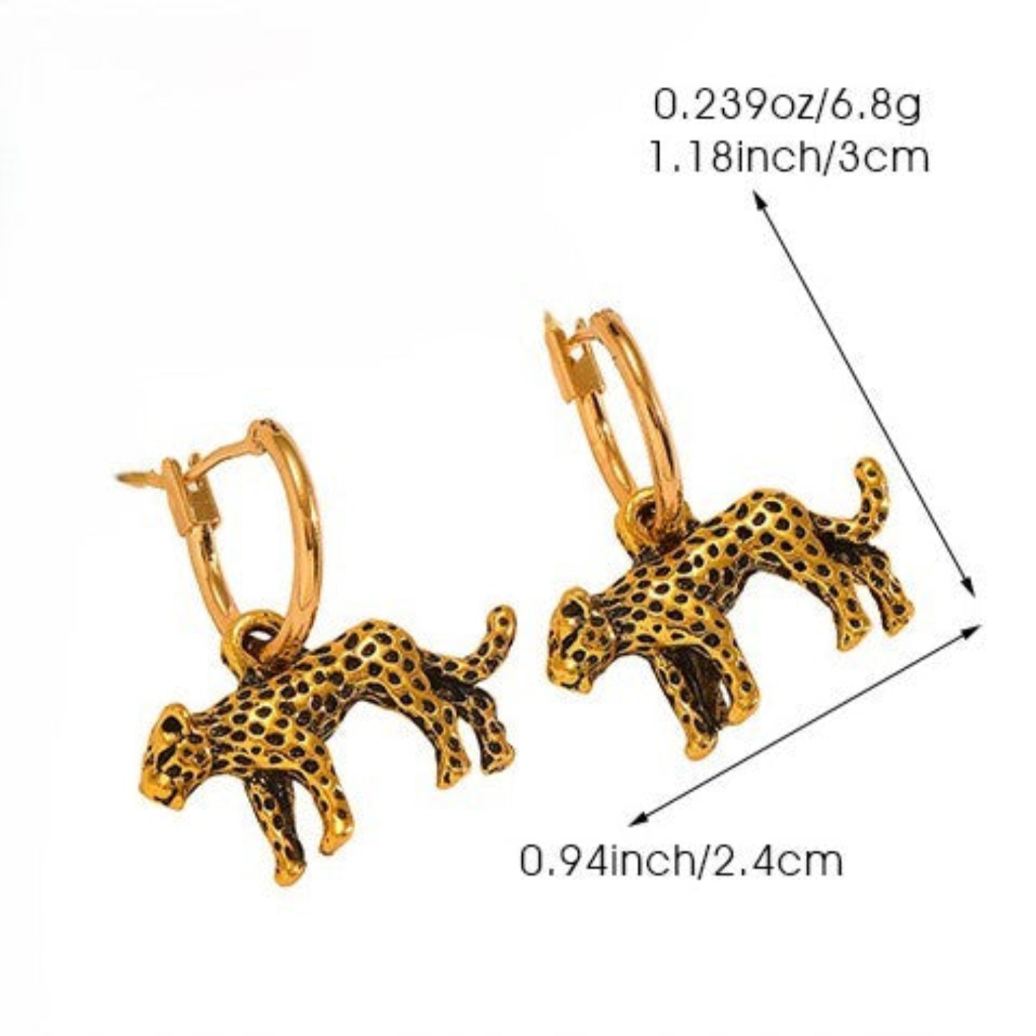 Gold Spotted Leopard Hoop Earrings JLT13784