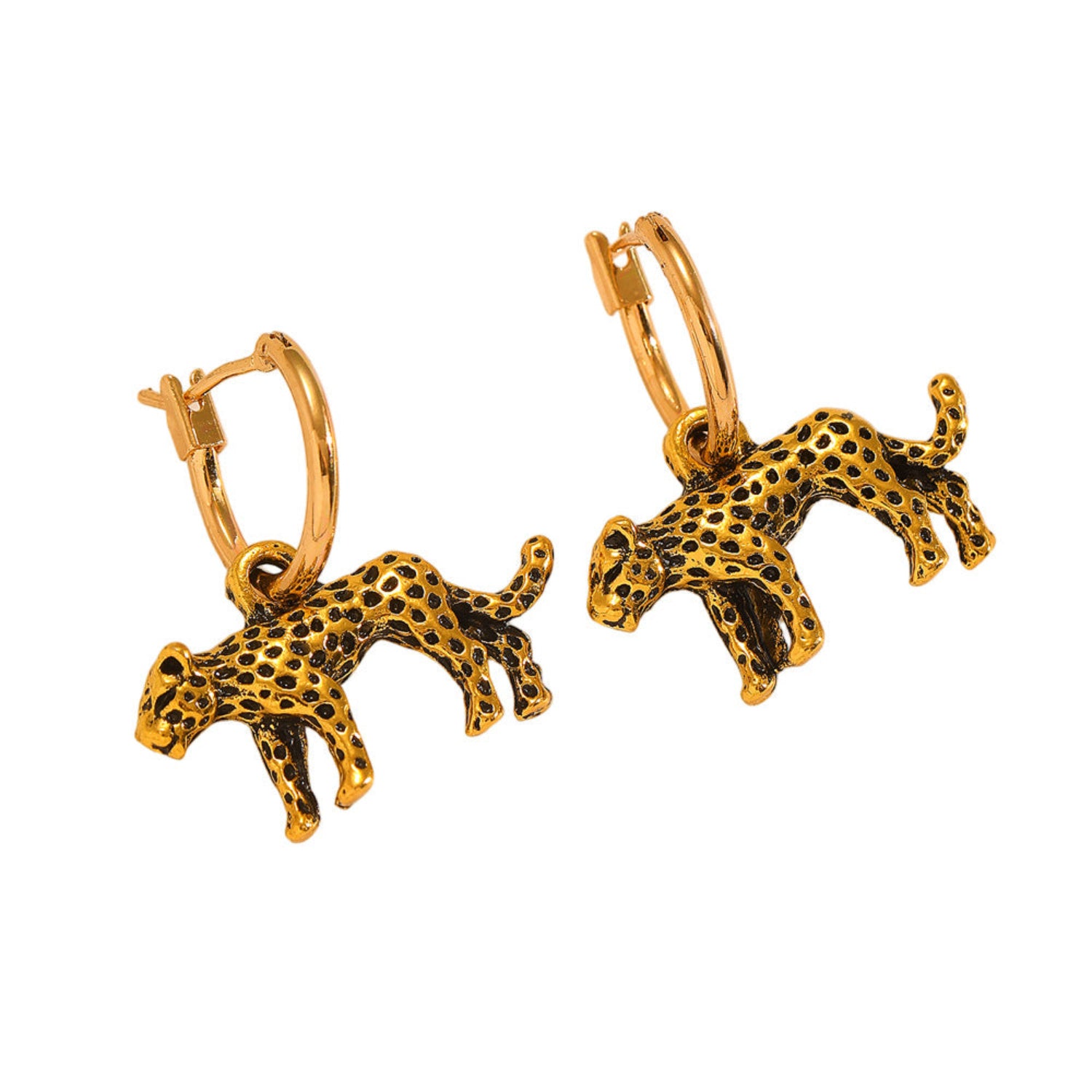 Gold Spotted Leopard Hoop Earrings JLT13784