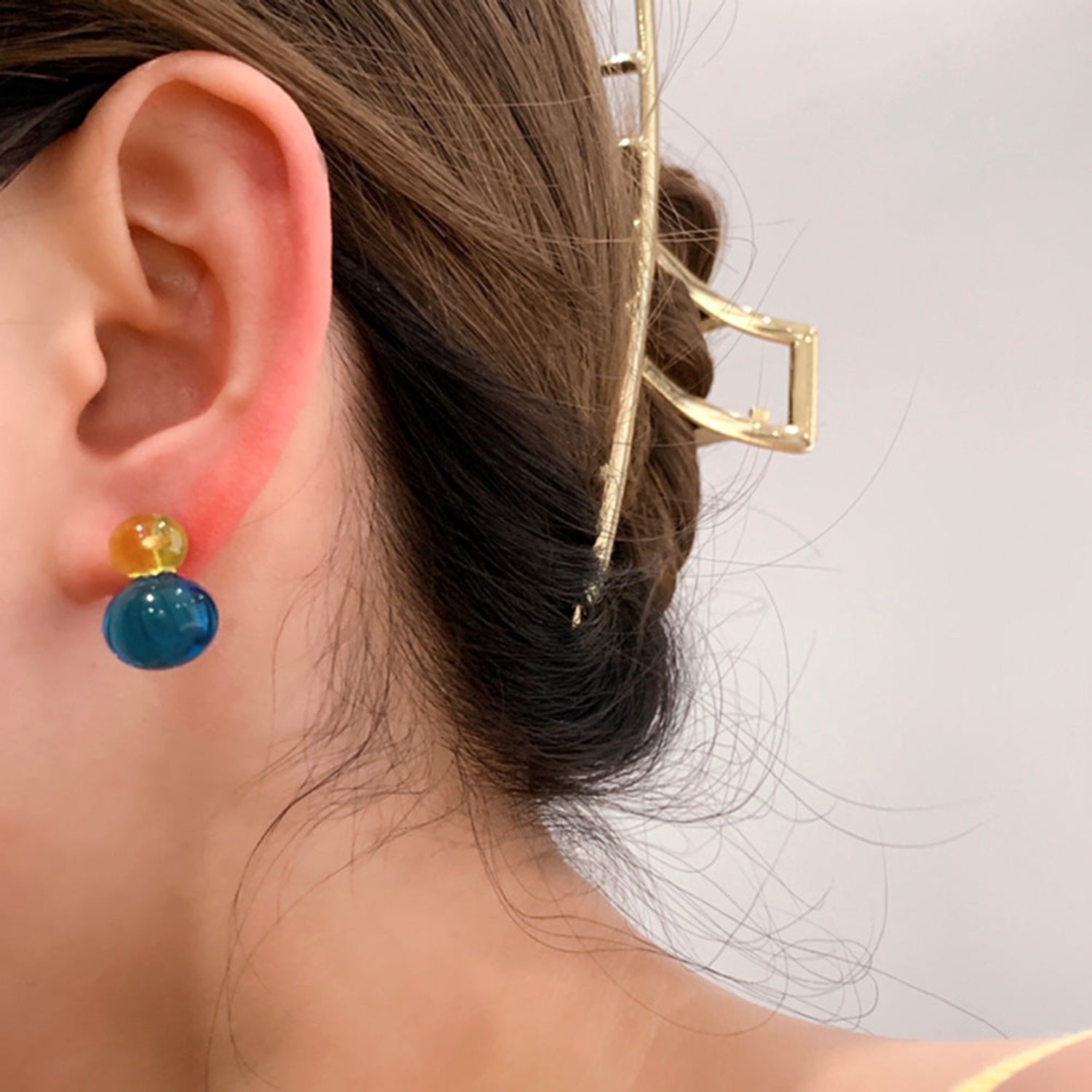 Blue and Yellow Resin Earrings JLT13791
