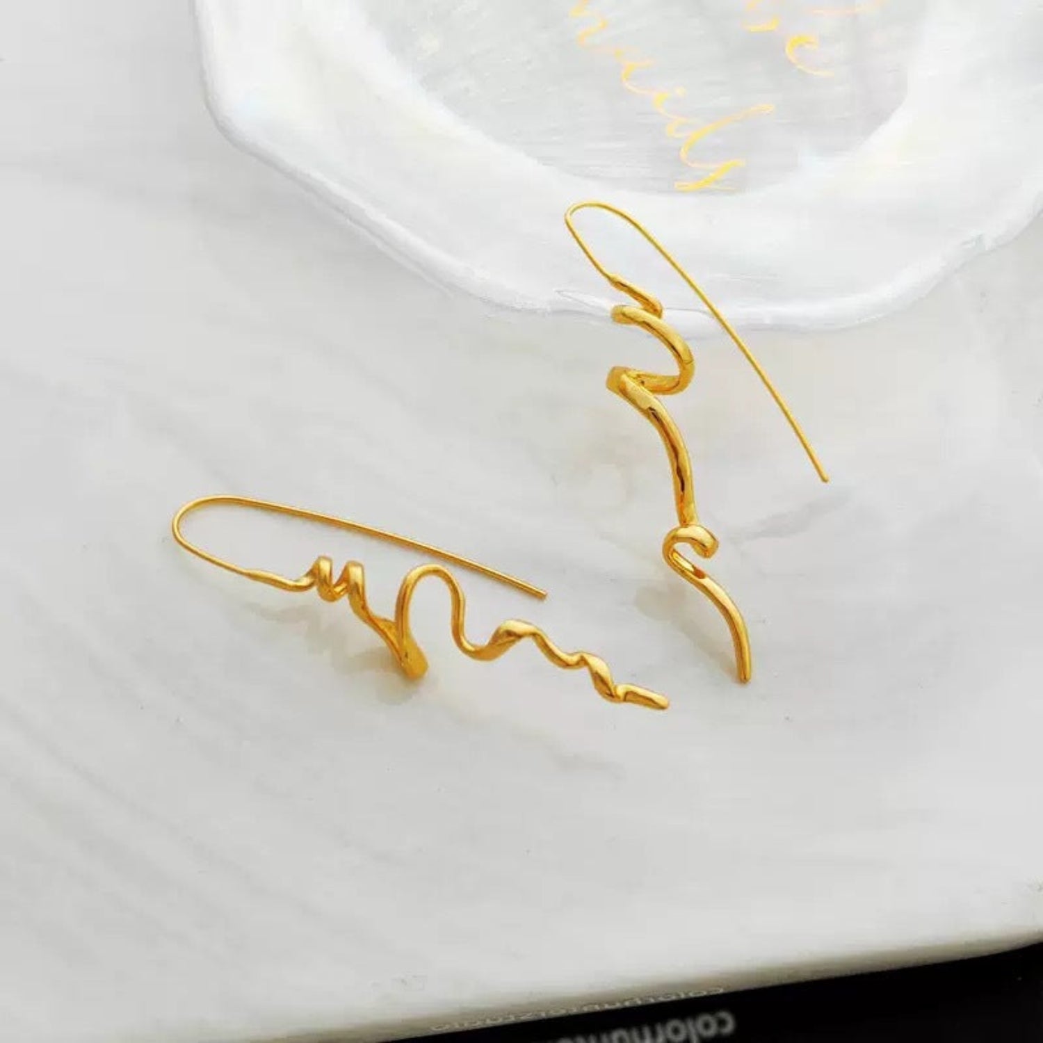 Gold Abstract Spiral Threader Earrings JLT13794