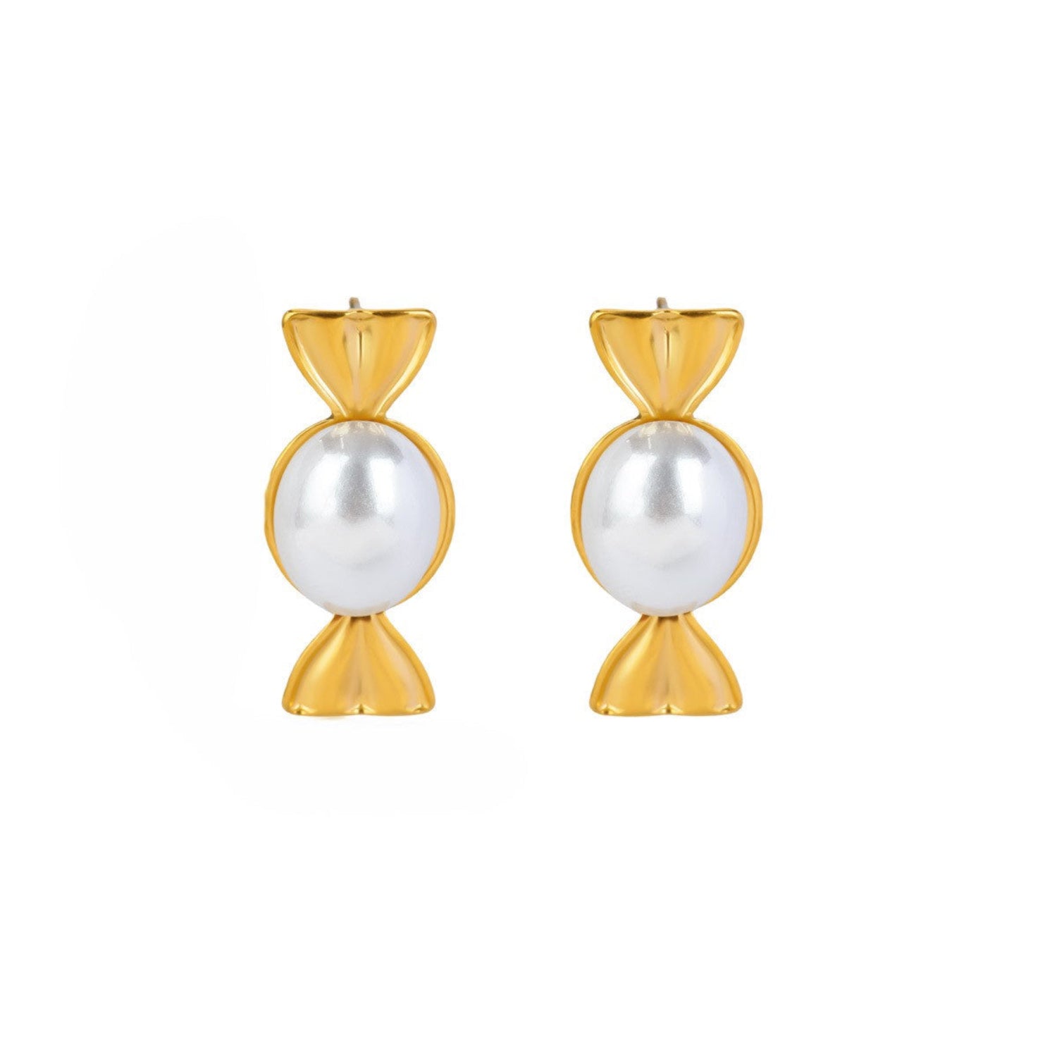 Gold White Pearl Candy Earrings JLT13799