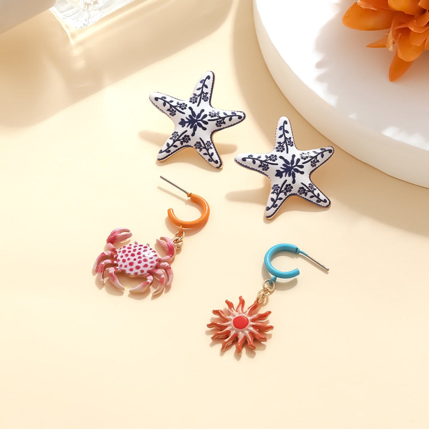 Colorful Coastal Enamel Earring Set JLT13800