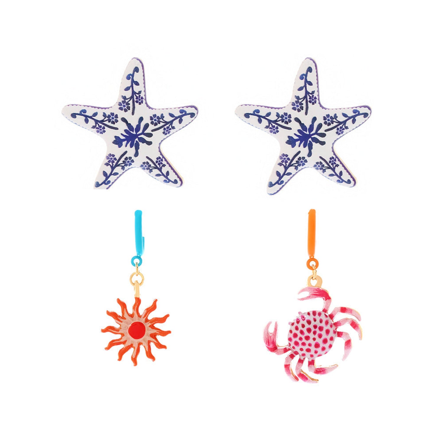 Colorful Coastal Enamel Earring Set JLT13800