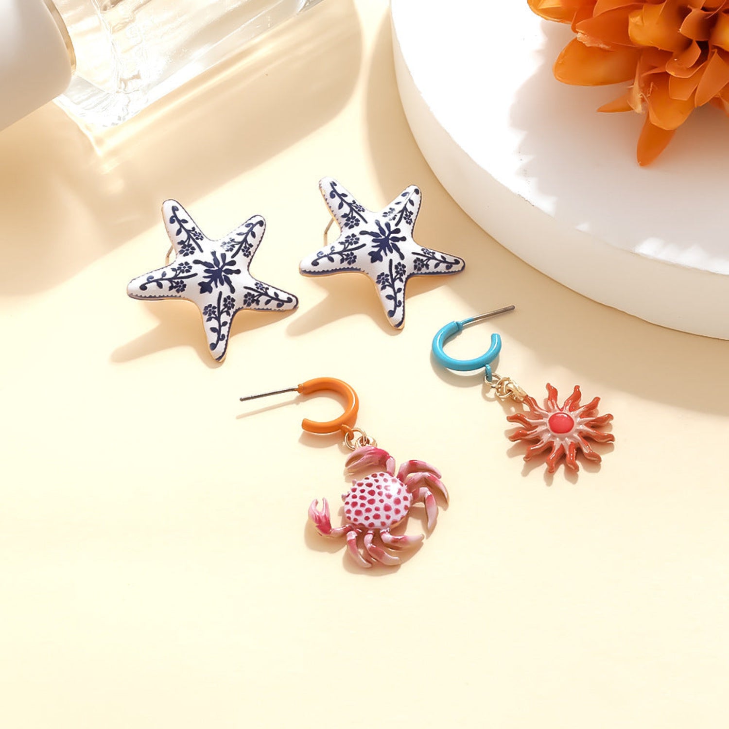 Colorful Coastal Enamel Earring Set JLT13800