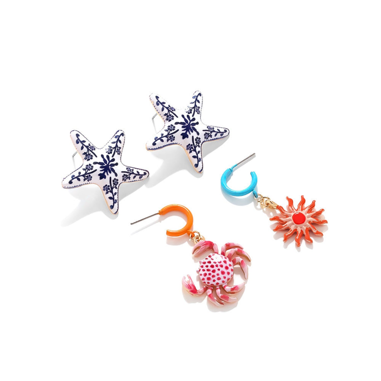 Colorful Coastal Enamel Earring Set JLT13800