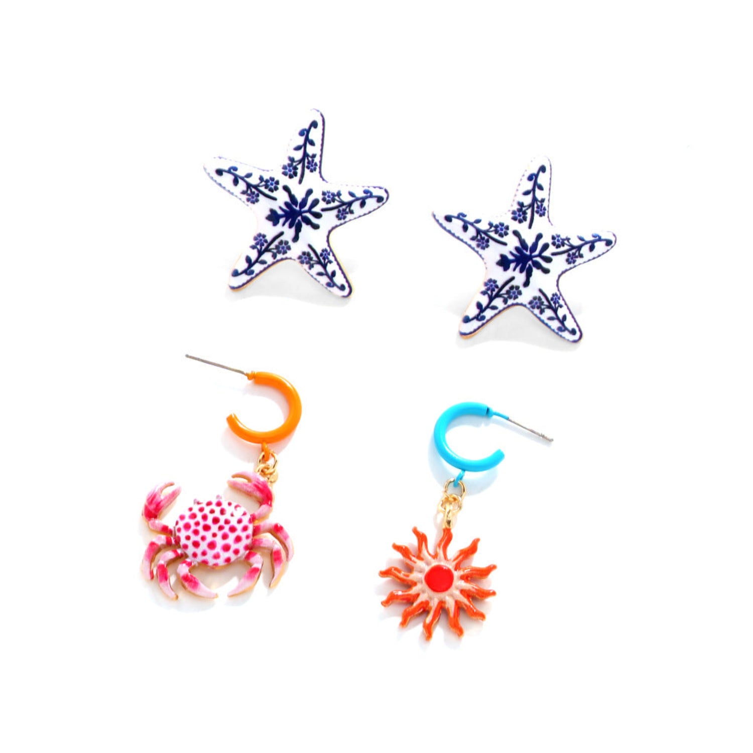 Colorful Coastal Enamel Earring Set JLT13800