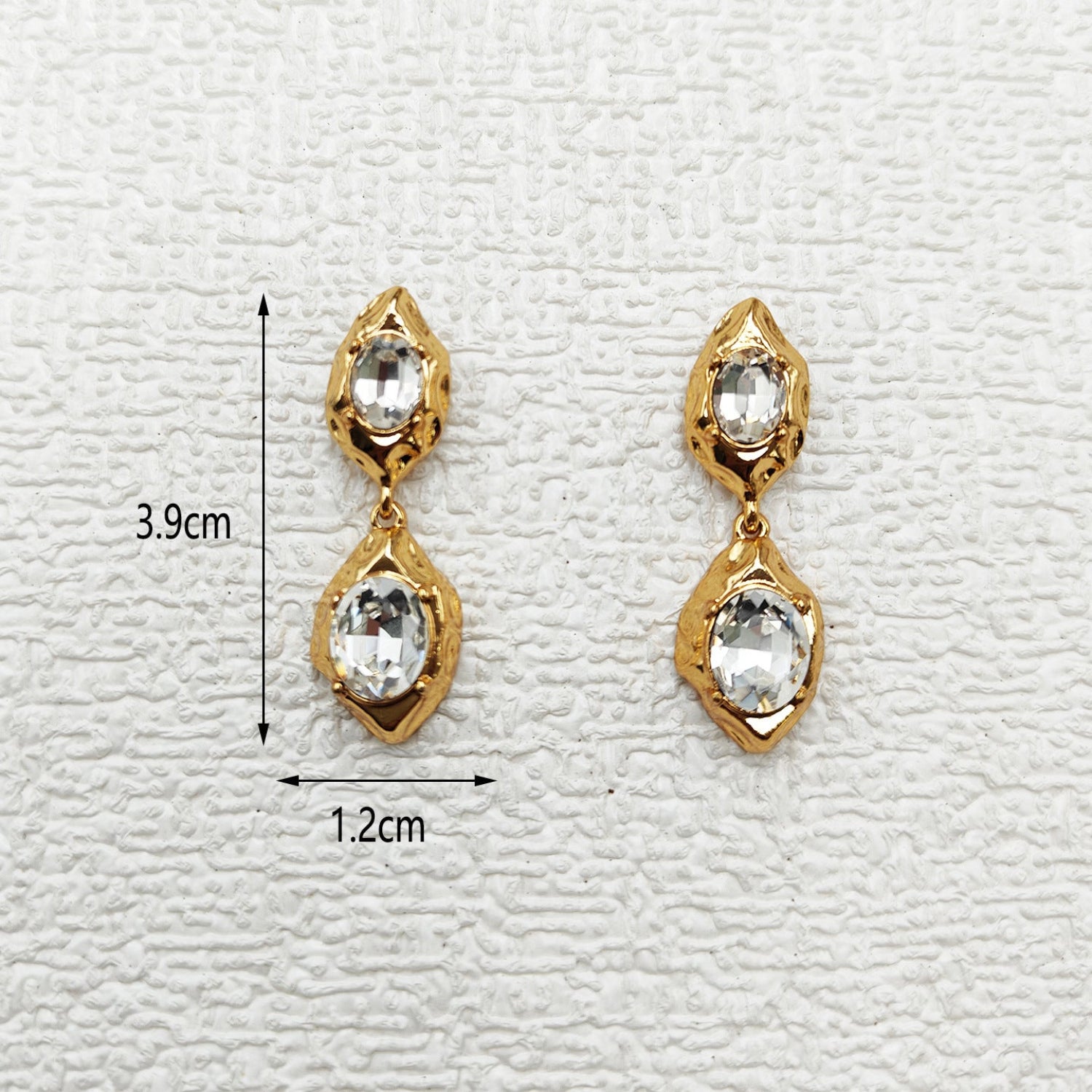 Gold Crystal Hammered Drop Earrings JLT13801