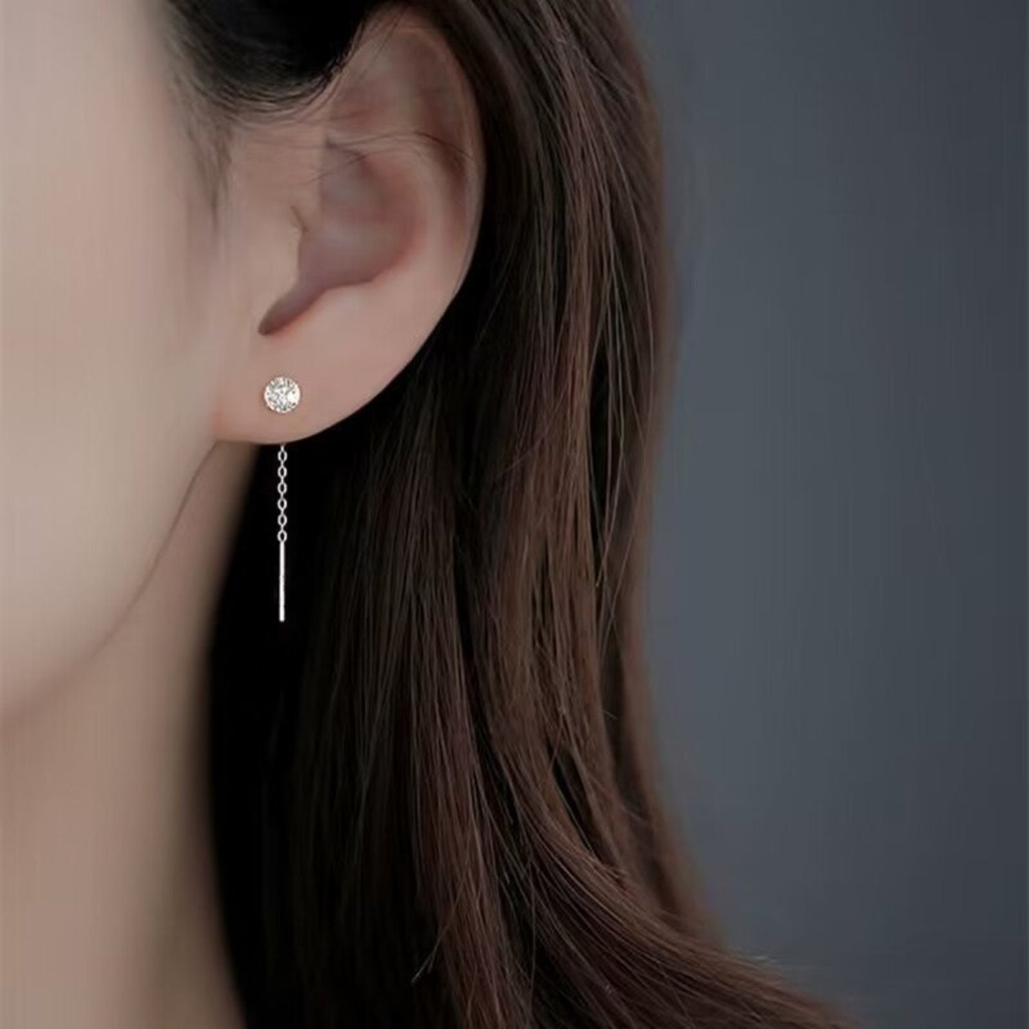 Silver Sparkling Dangle Stud Earrings JLT13812