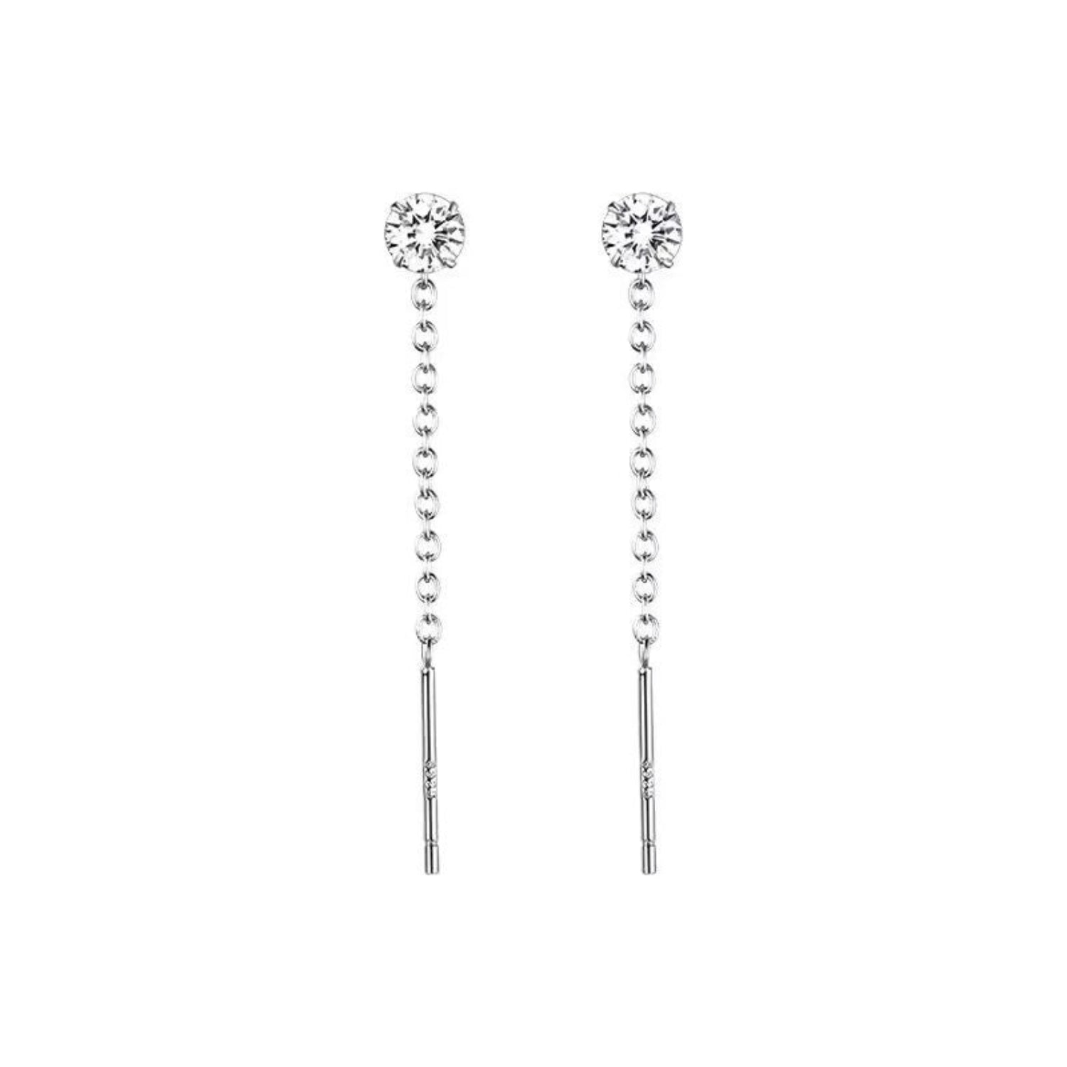 Silver Sparkling Dangle Stud Earrings JLT13812