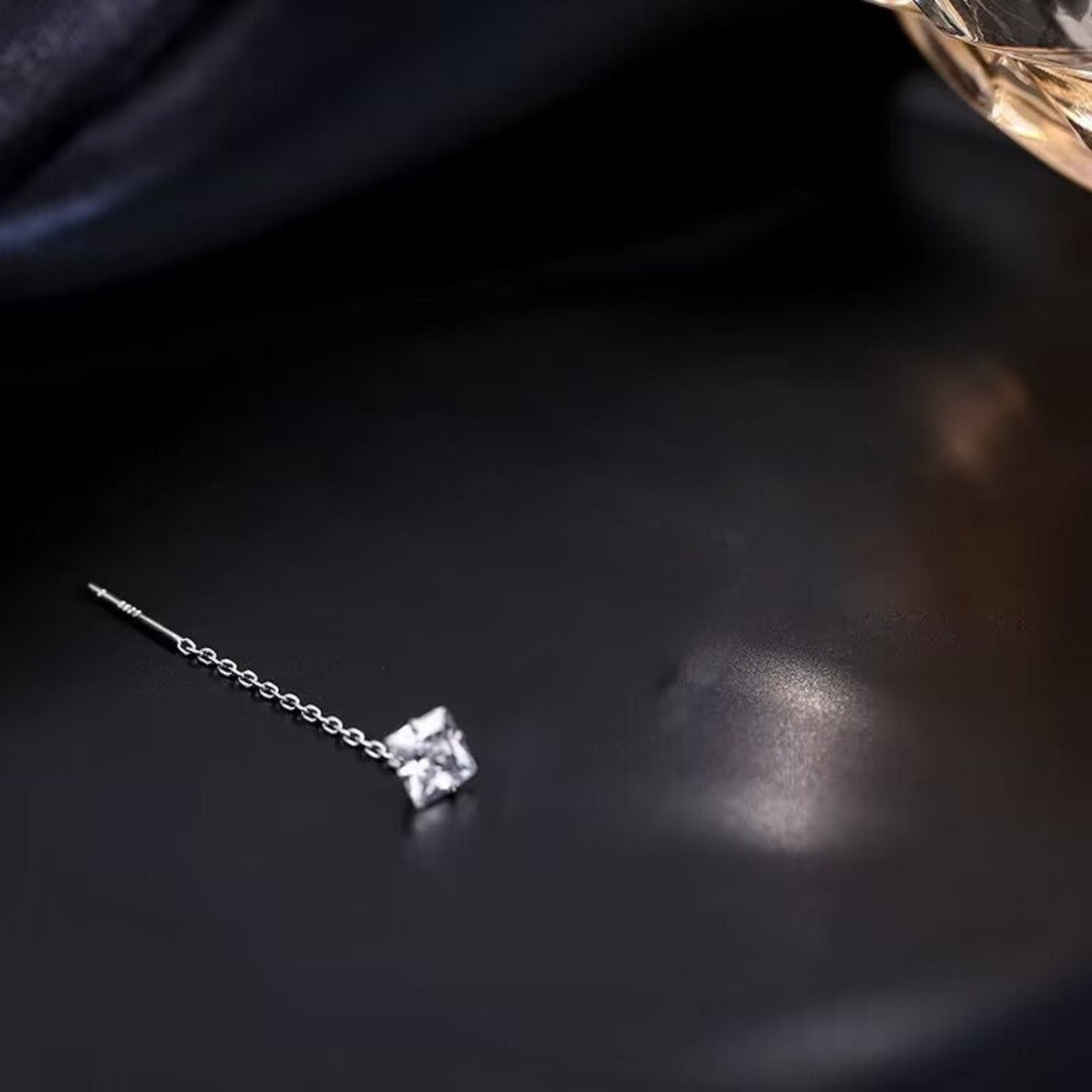 Silver Square Crystal Drop Earrings JLT13813