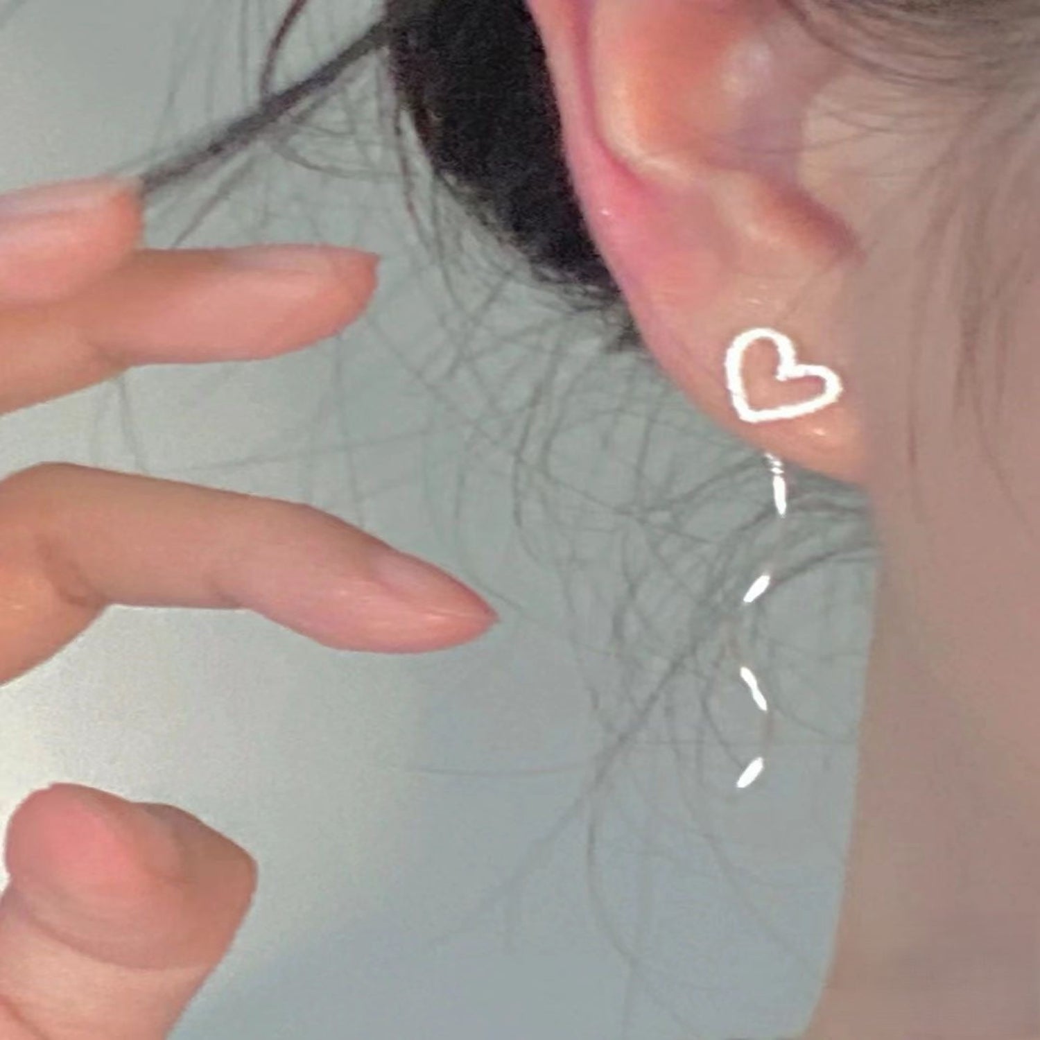 Silver Heart Wavy Drop Earrings JLT13815