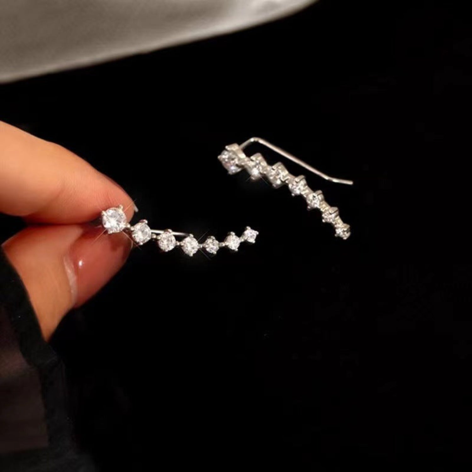 Silver Crystal Curved Ear Crawlers JLT13817