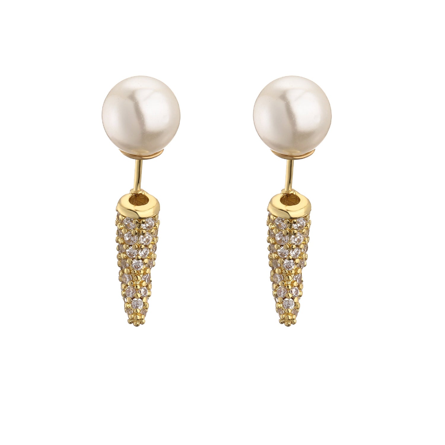 Gold Pearl Crystal Ear Jackets JLT13821