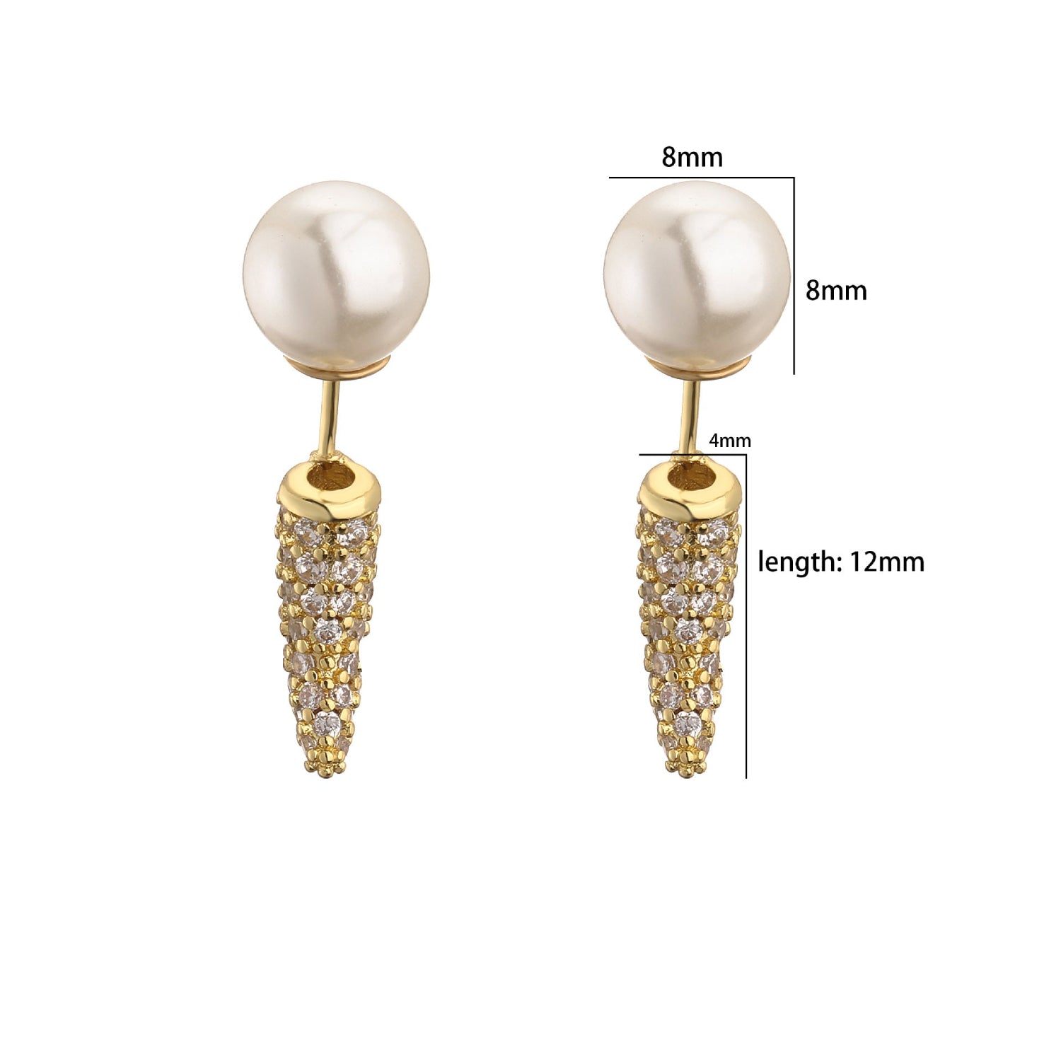 Gold Pearl Crystal Ear Jackets JLT13821