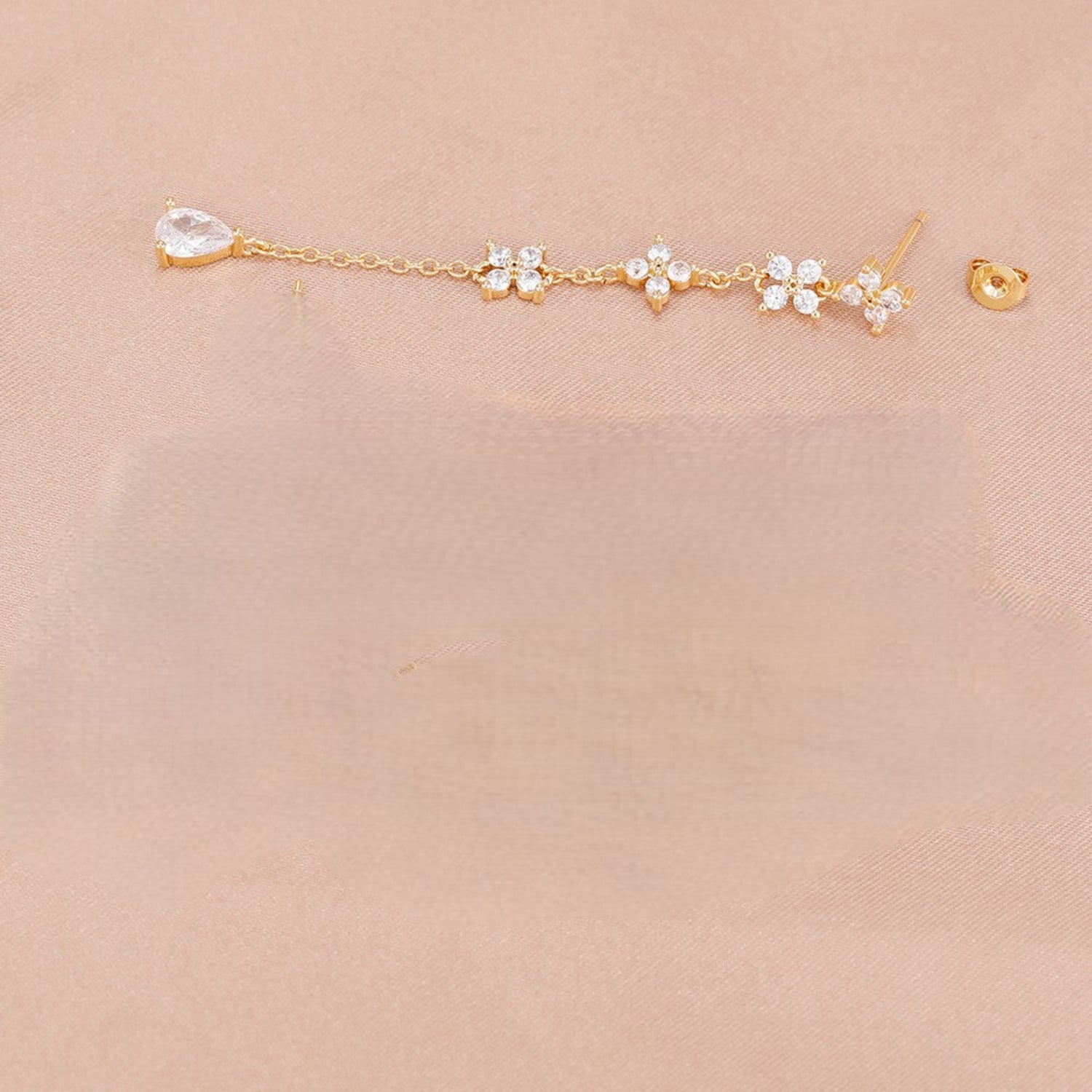 Gold Crystal Floral Drop Earrings JLT13826