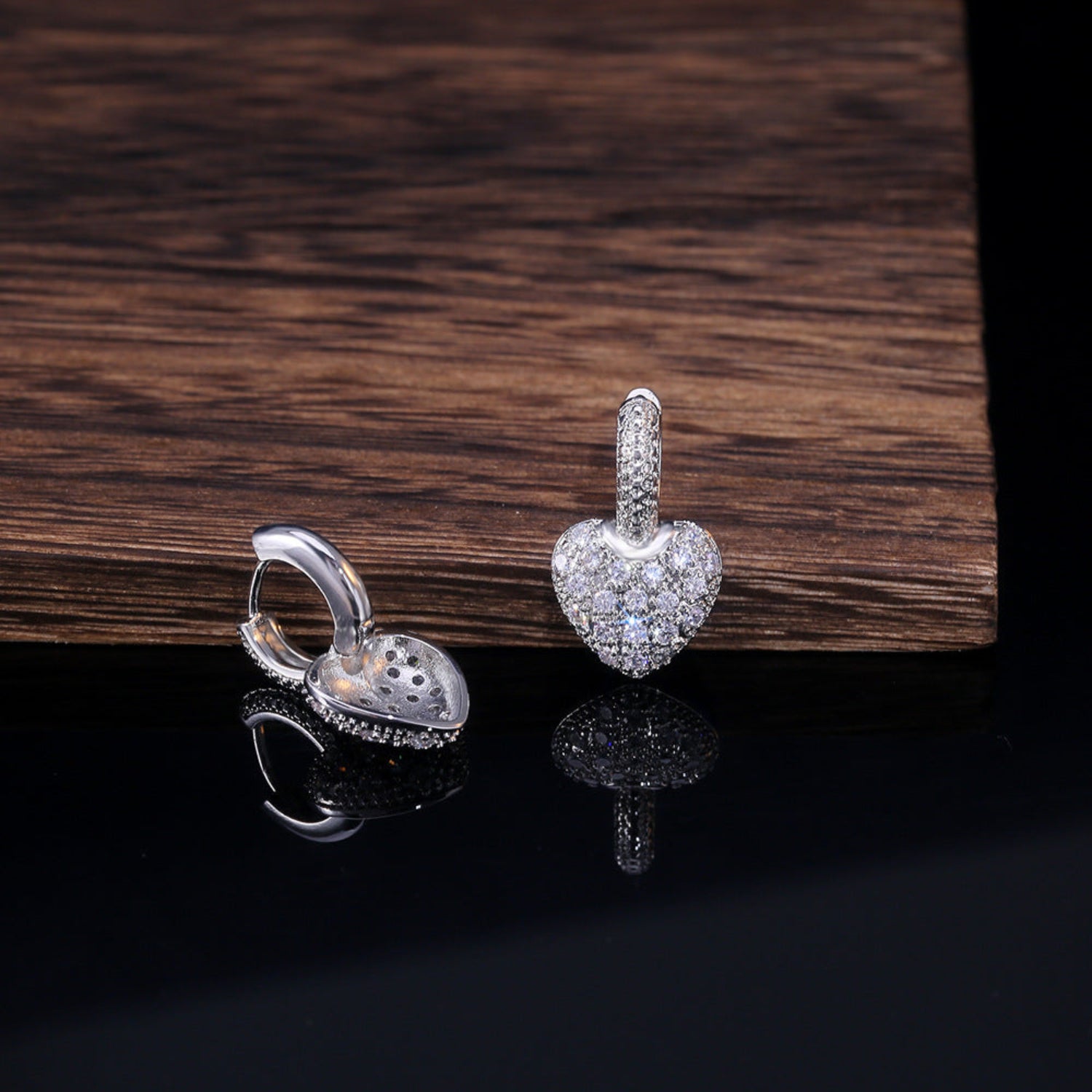 Shimmering Silver Crystal Heart Earrings JLT13827