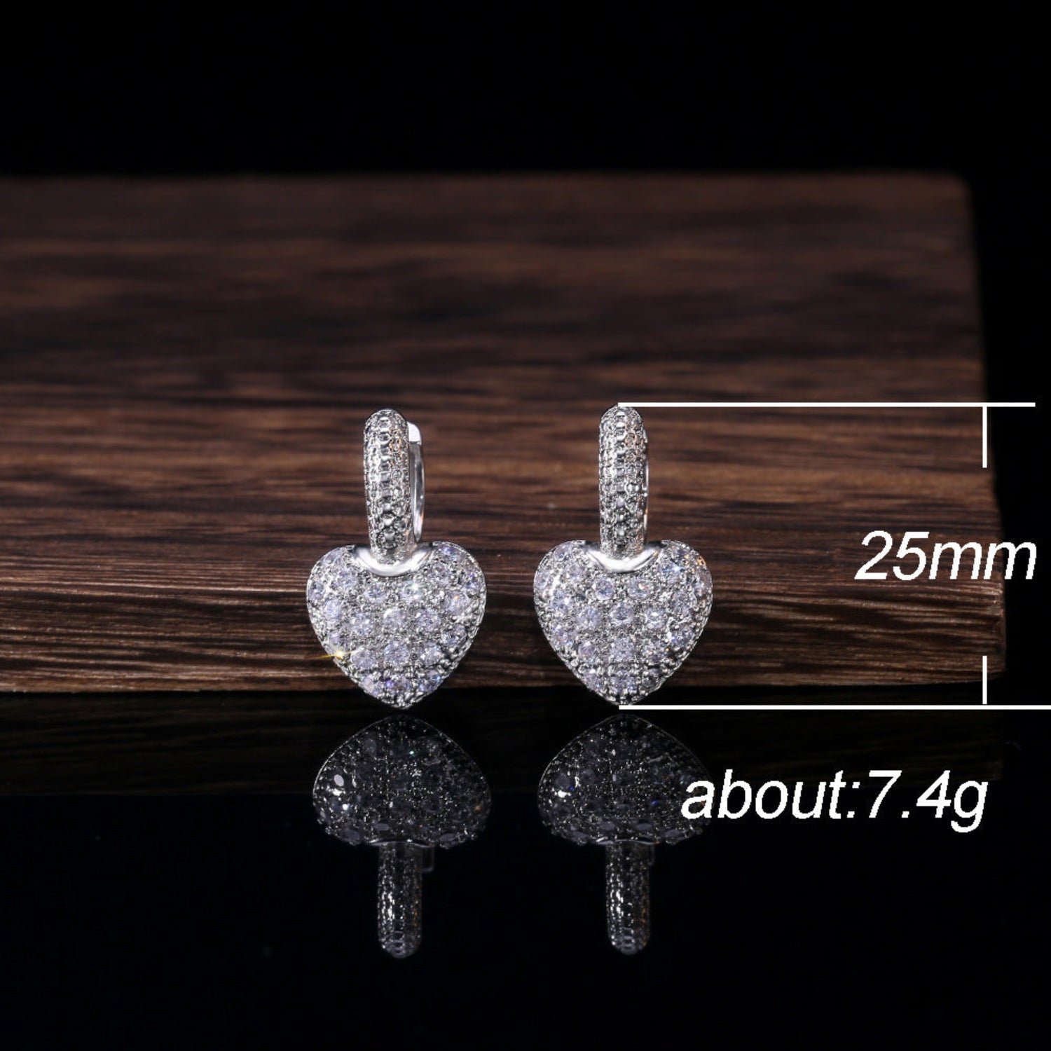 Shimmering Silver Crystal Heart Earrings JLT13827