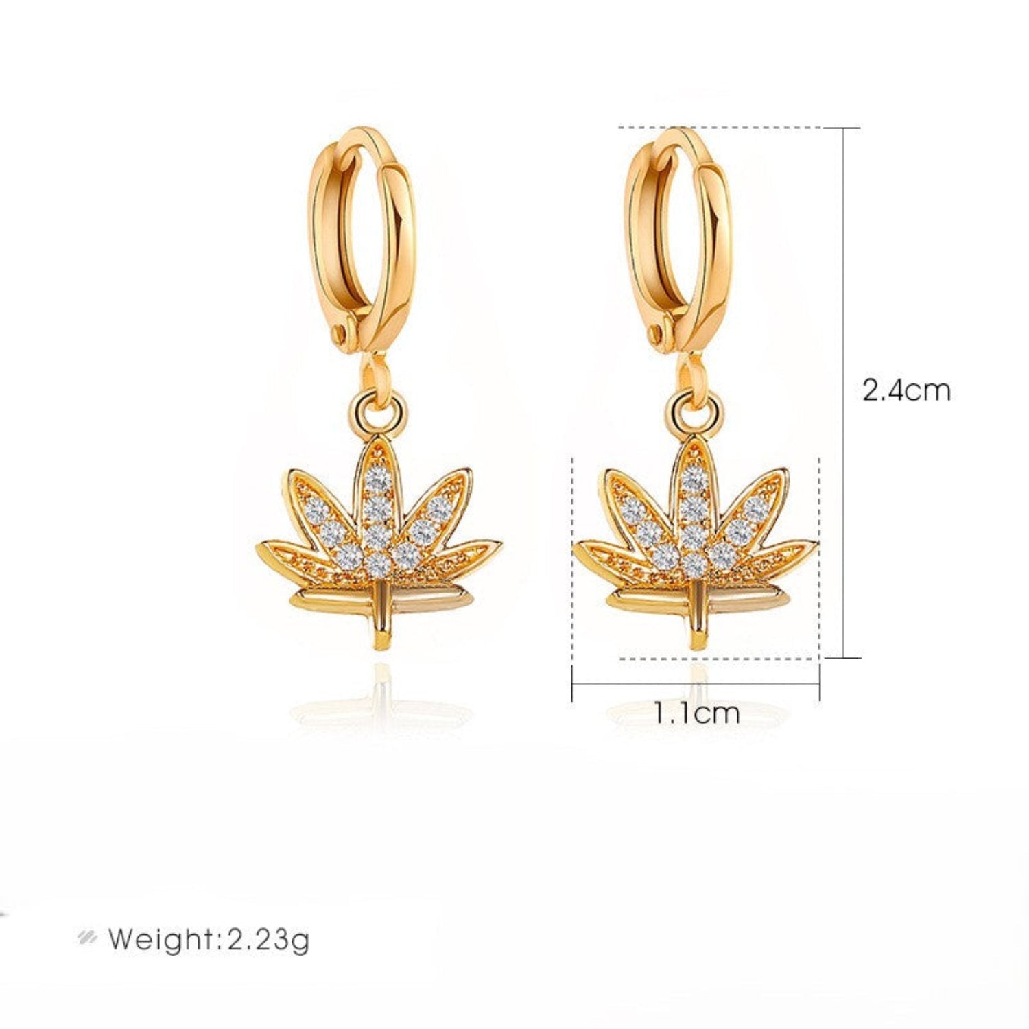 Gold Crystal Leaf Huggie Earrings JLT13828