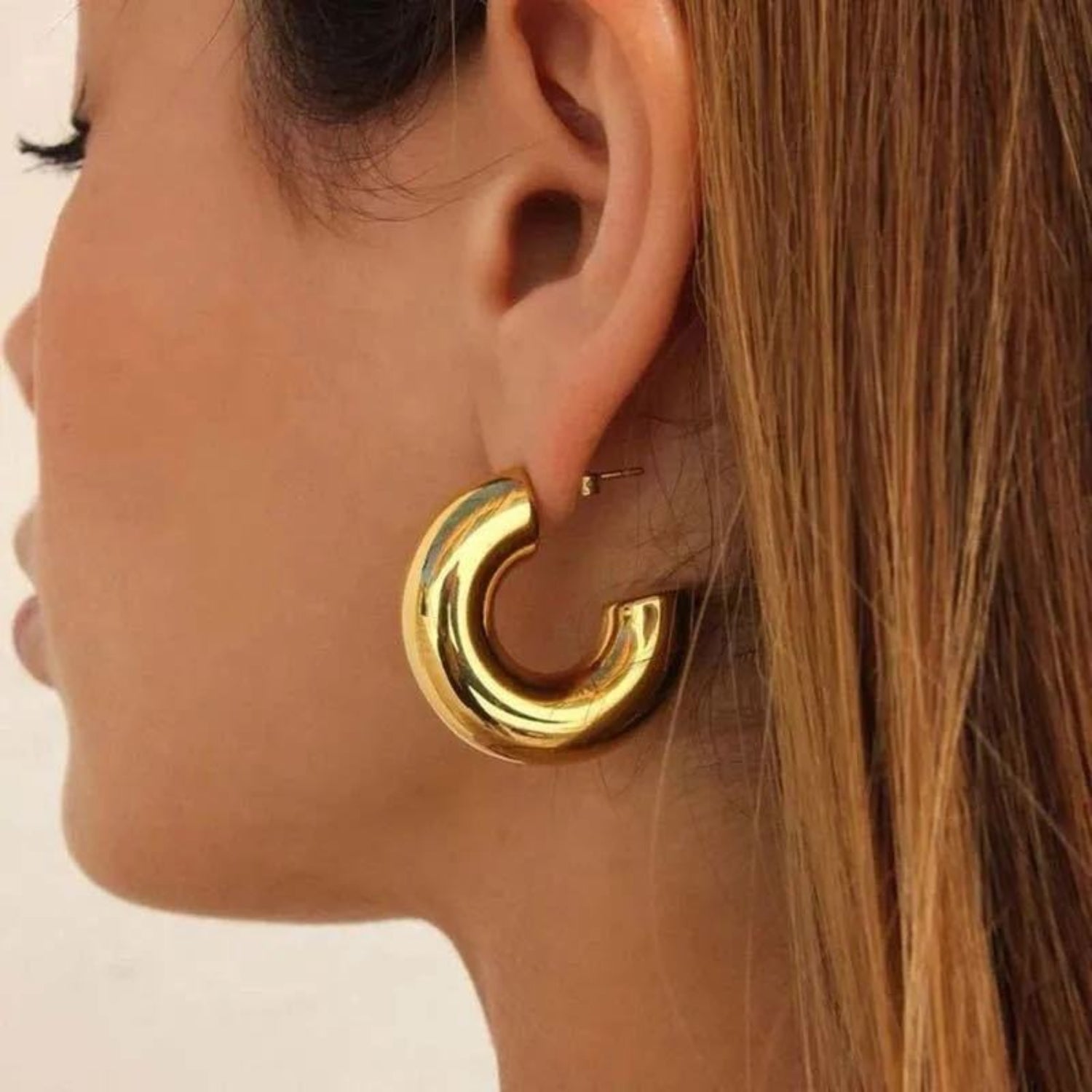Gold Chunky Hoop Earrings JLT13835
