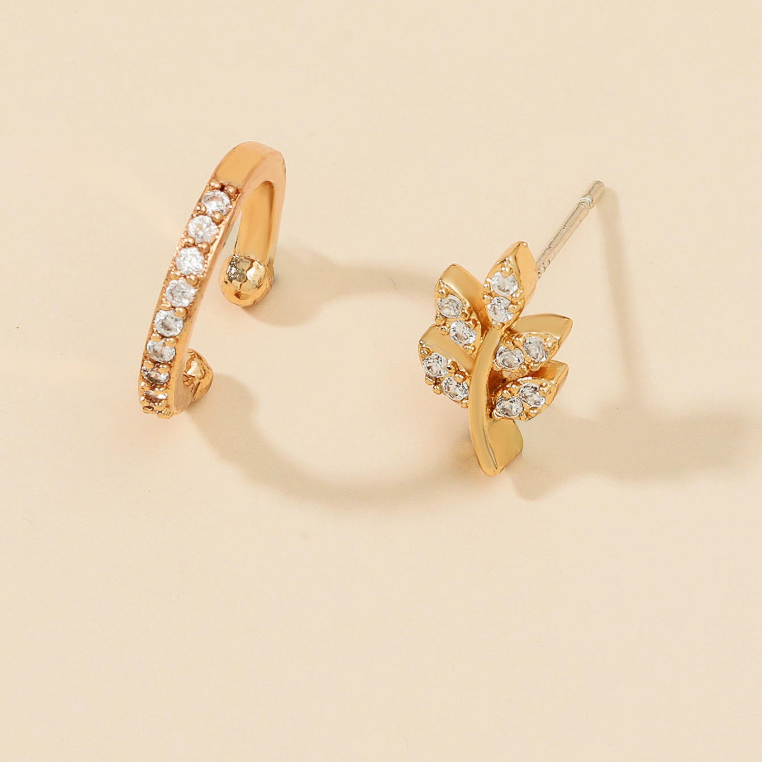 Gold Leaf Crystal Stud Earrings JLT13836
