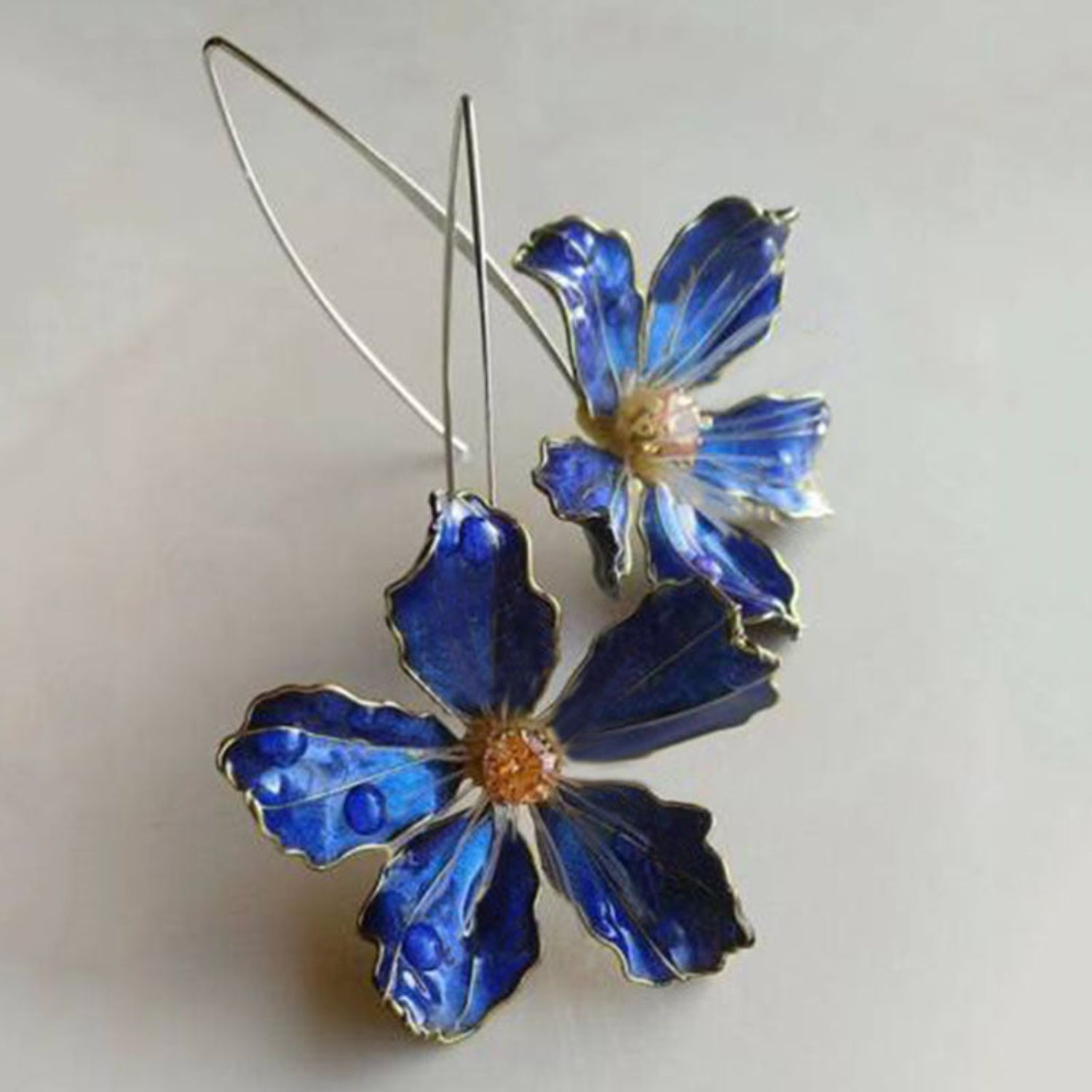 Blue Petal Elegance Drop Earrings JLT13844