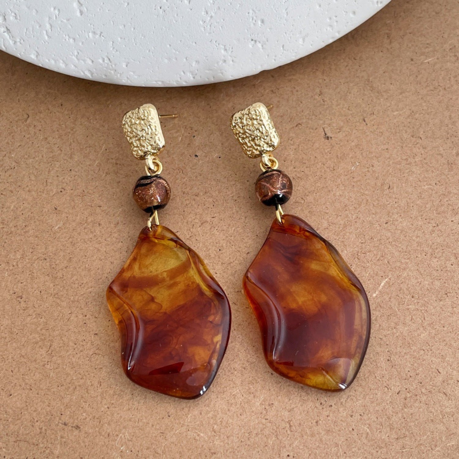 Amber Brown Stylish Statement Earrings JLT13847