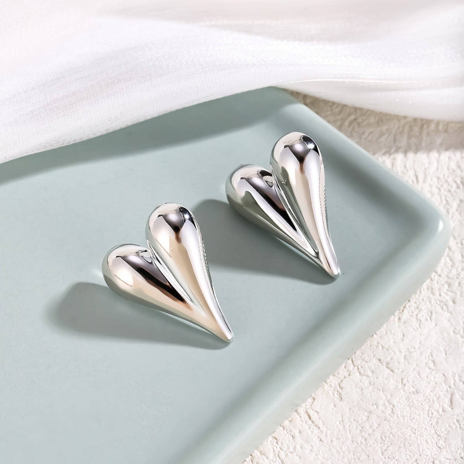 Silver Heart Stud Earrings JLT13853